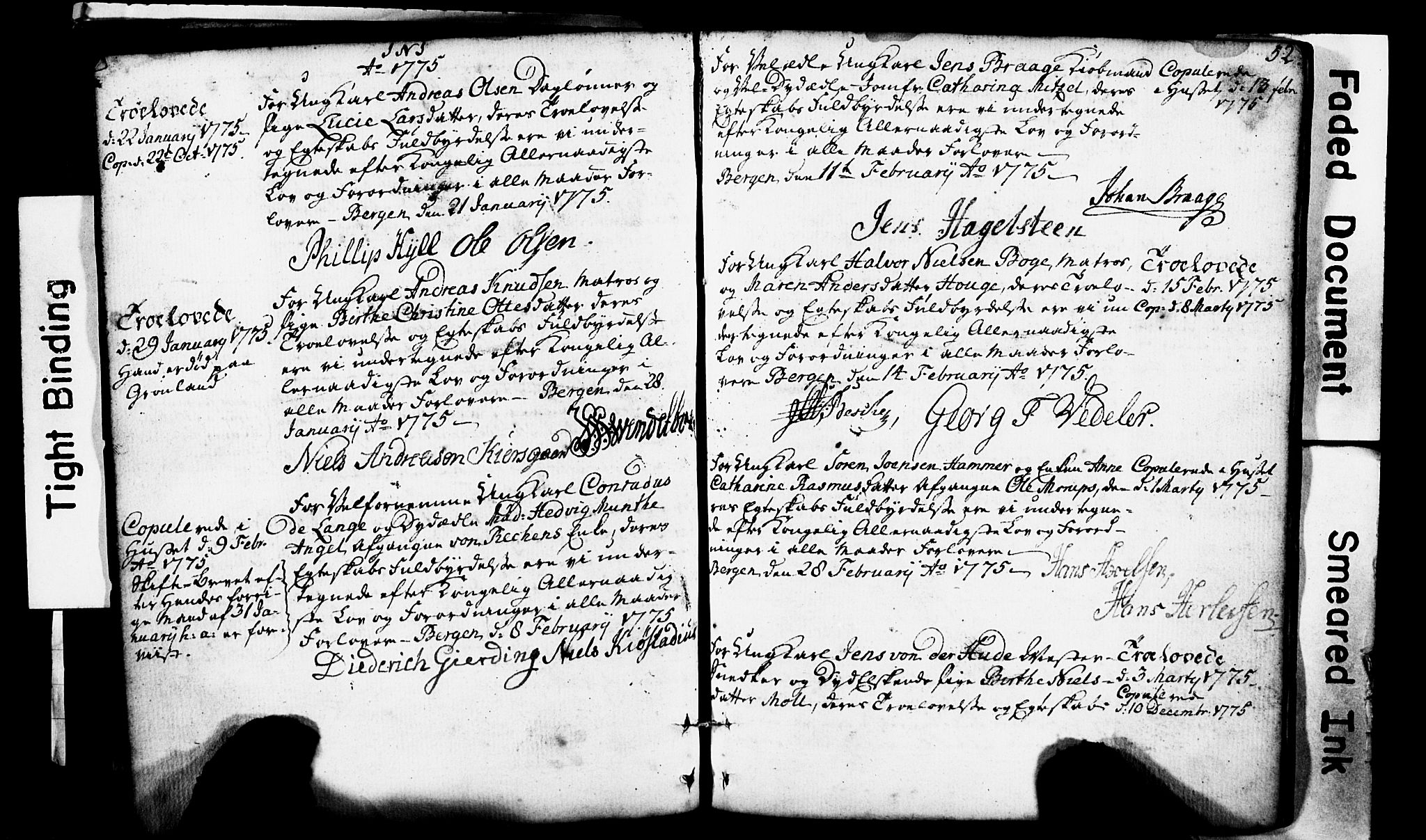 Domkirken sokneprestembete, SAB/A-74801: Forlovererklæringer nr. II.5.1, 1767-1792, s. 52