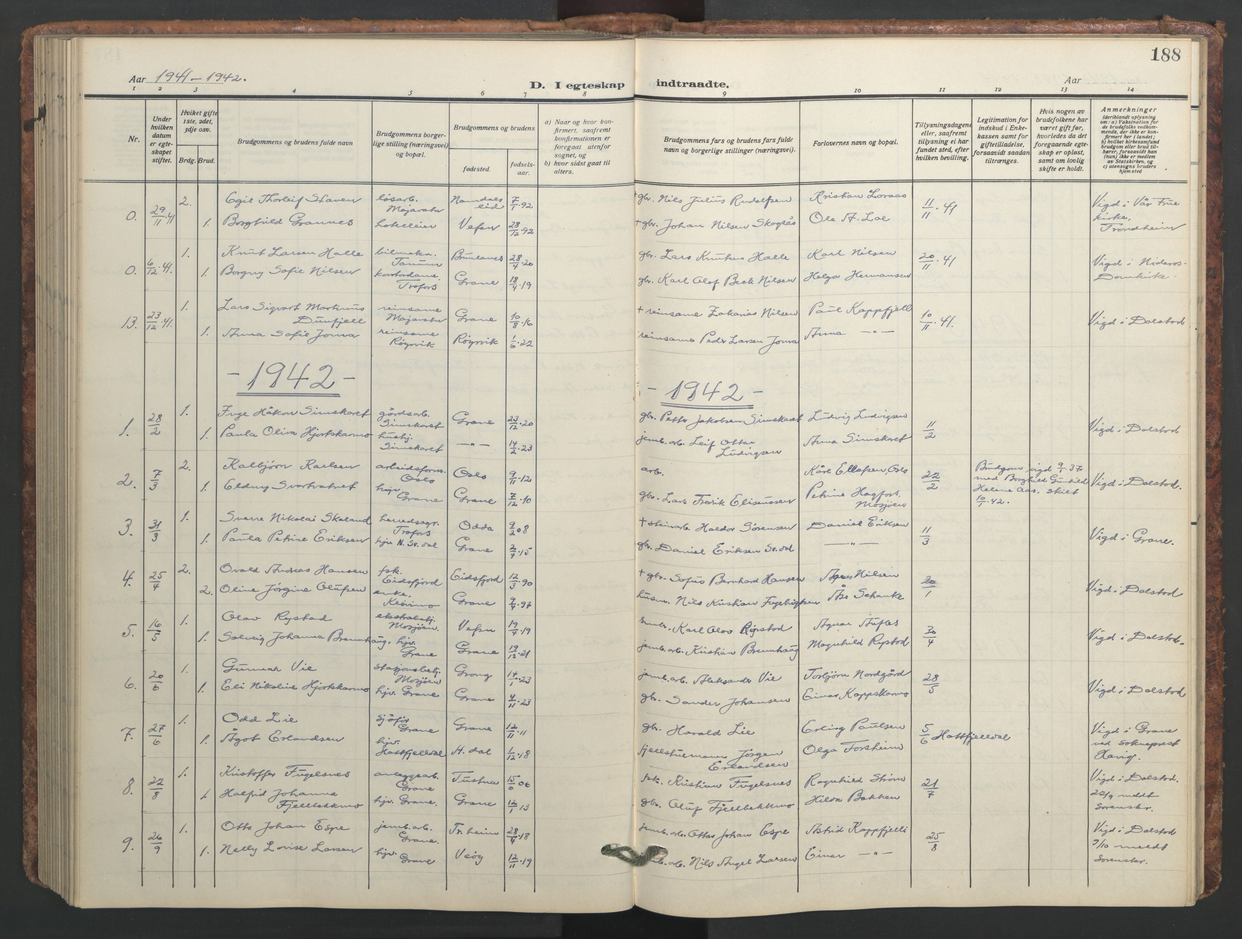 Ministerialprotokoller, klokkerbøker og fødselsregistre - Nordland, AV/SAT-A-1459/824/L0341: Klokkerbok nr. 824C01, 1916-1957, s. 188