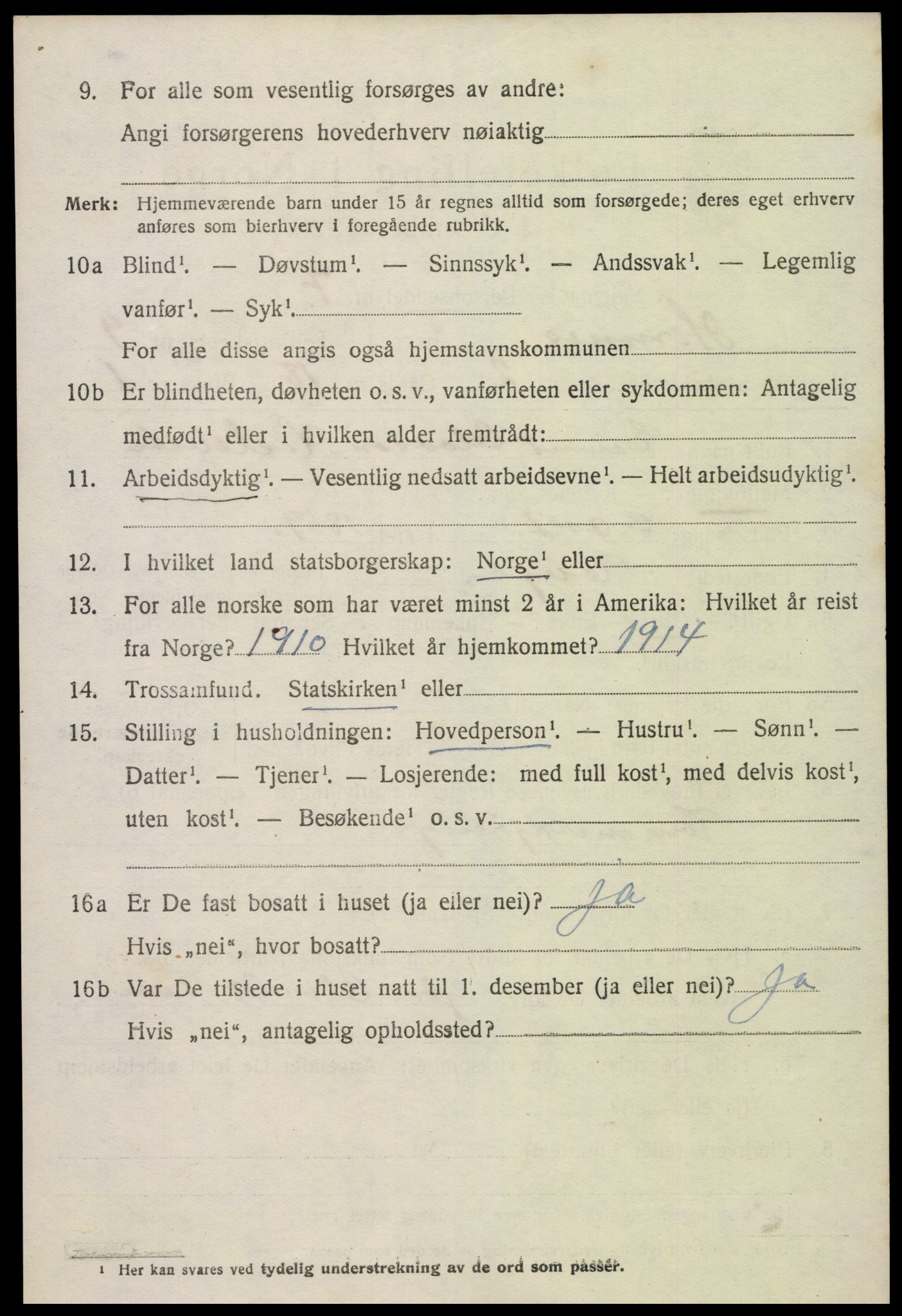 SAK, Folketelling 1920 for 0936 Hornnes herred, 1920, s. 2214