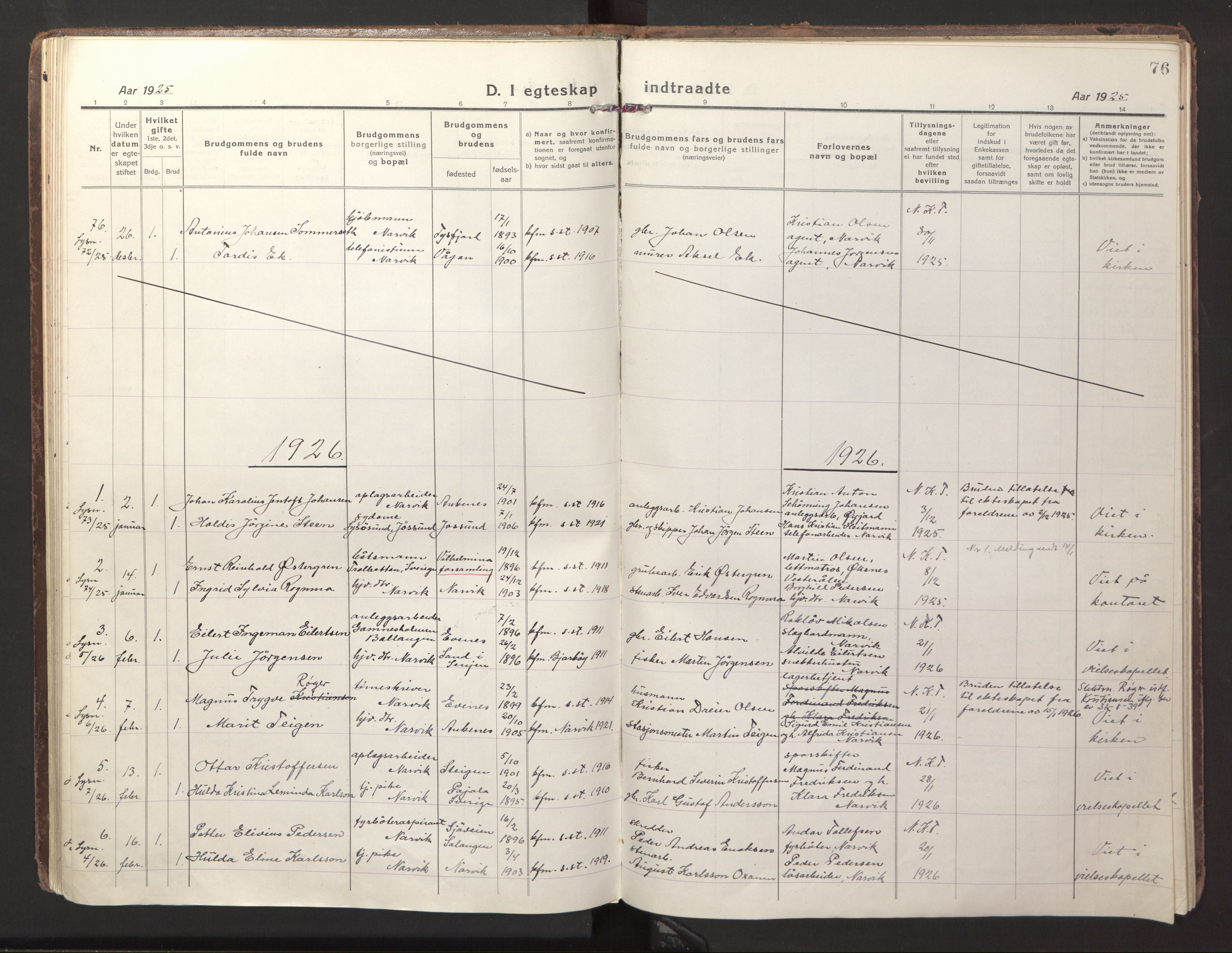 Ministerialprotokoller, klokkerbøker og fødselsregistre - Nordland, AV/SAT-A-1459/871/L1002: Ministerialbok nr. 871A18, 1917-1926, s. 76