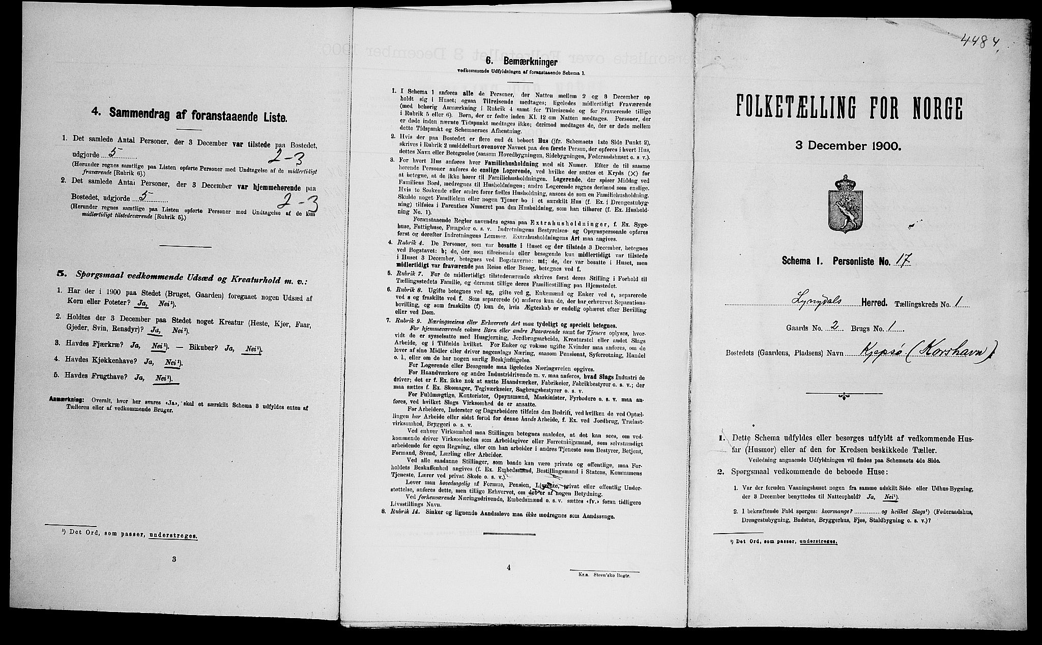 SAK, Folketelling 1900 for 1032 Lyngdal herred, 1900, s. 189