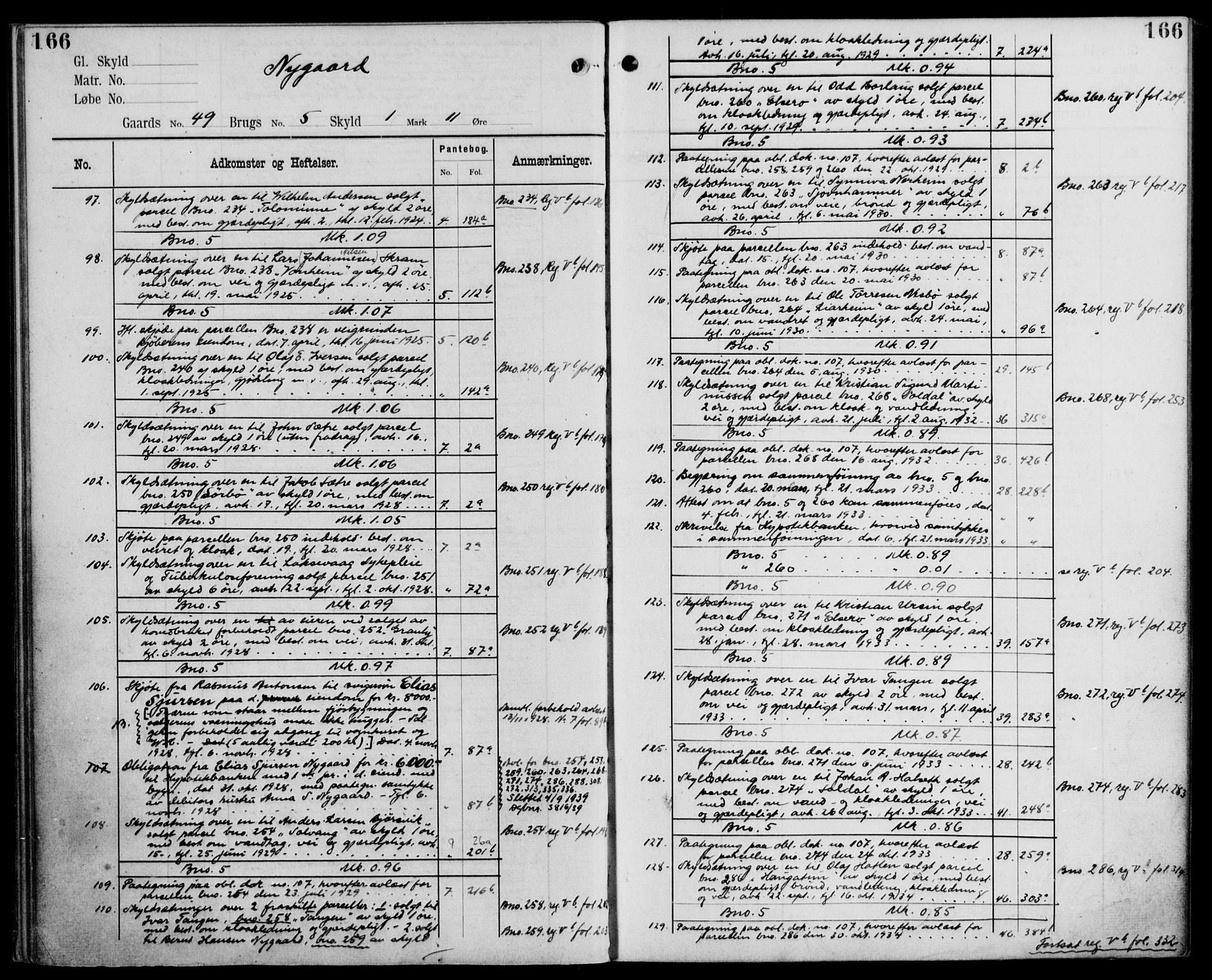 Midhordland sorenskriveri, AV/SAB-A-3001/1/G/Ga/Gab/L0110: Panteregister nr. II.A.b.110, s. 166