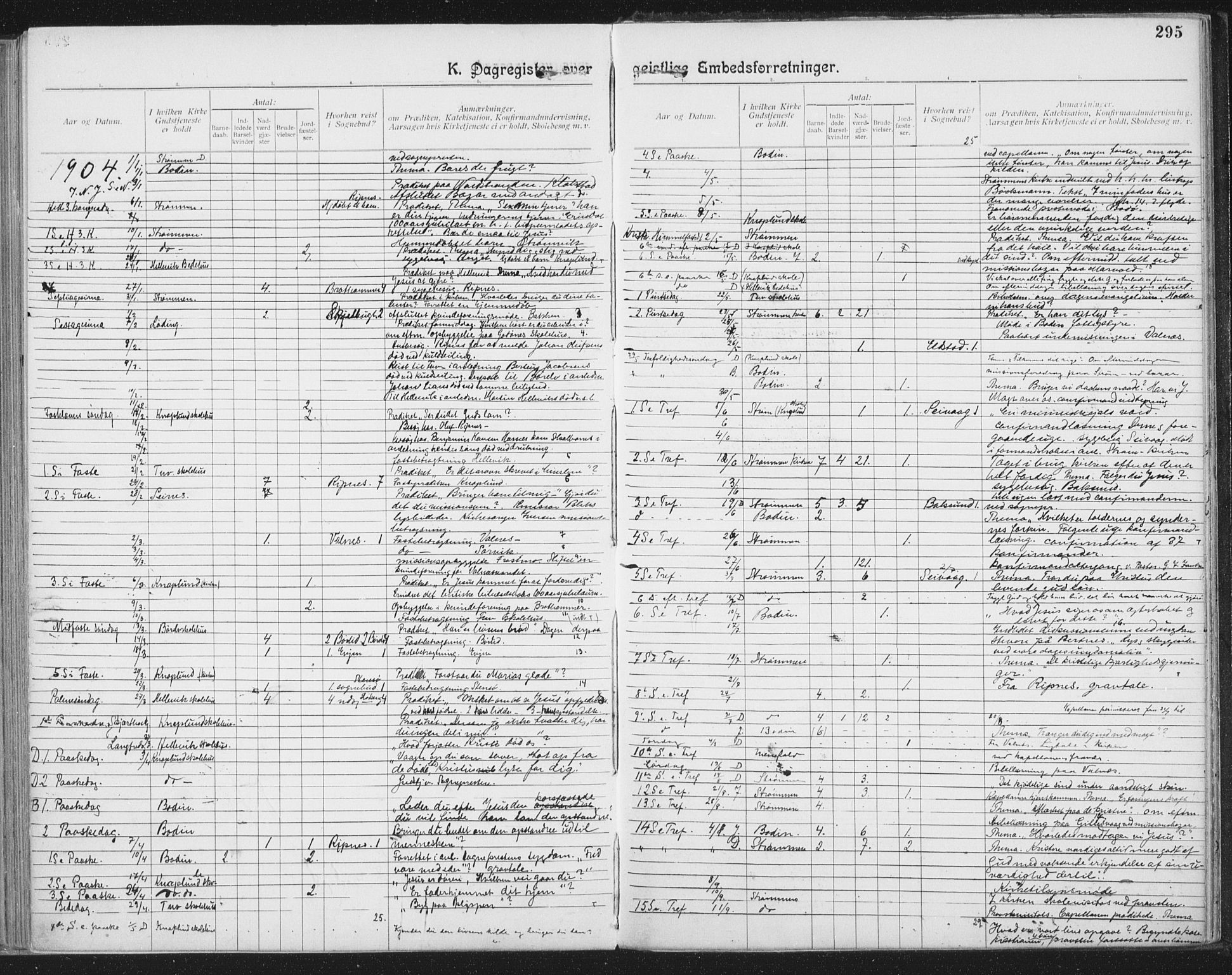 Ministerialprotokoller, klokkerbøker og fødselsregistre - Nordland, SAT/A-1459/804/L0081: Ministerialbok nr. 804A02, 1901-1915, s. 295
