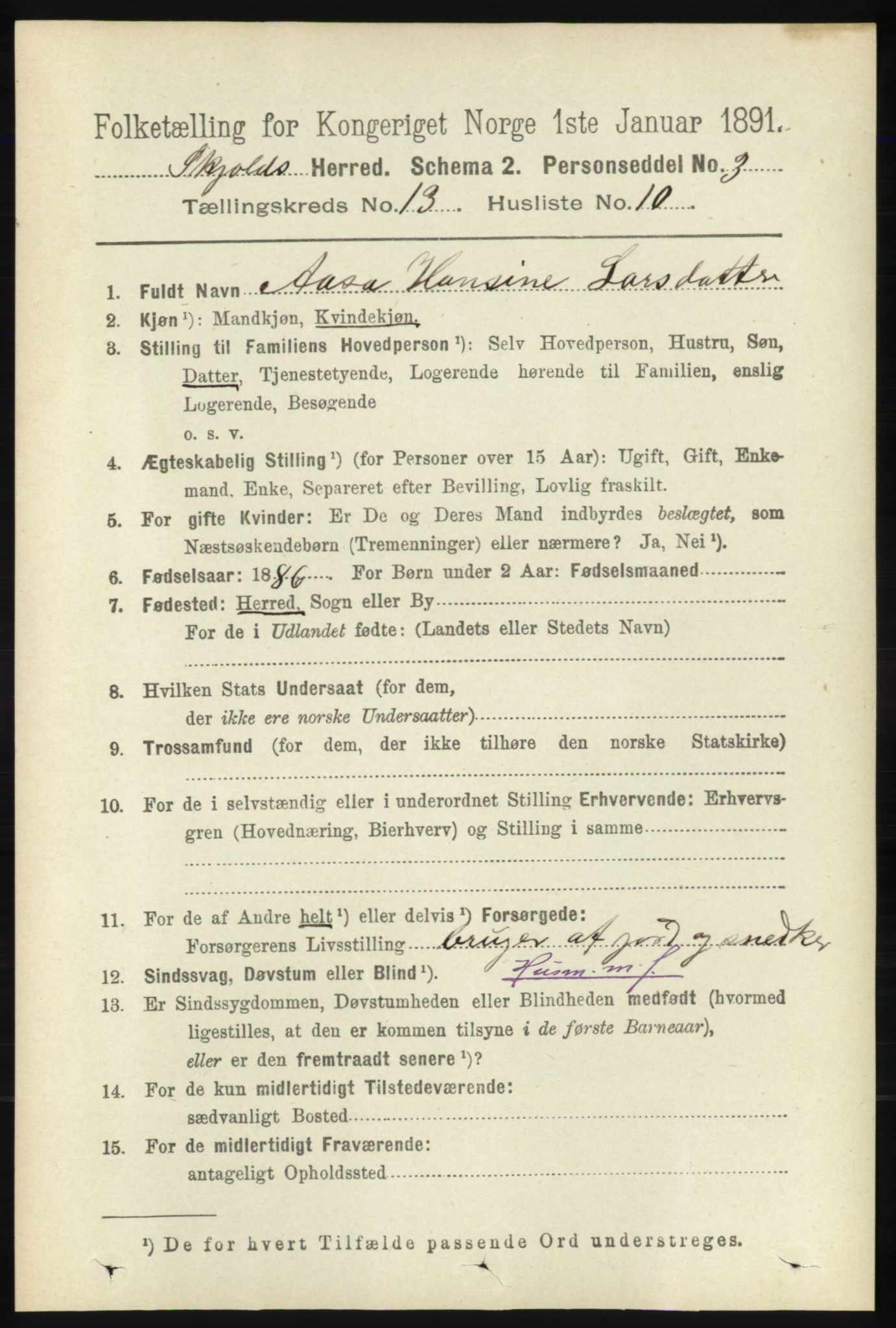 RA, Folketelling 1891 for 1154 Skjold herred, 1891, s. 2441