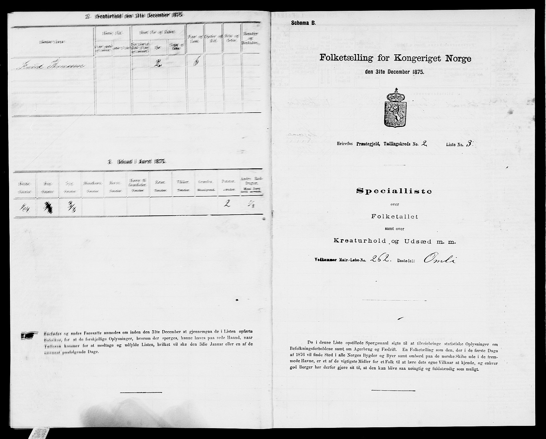 SAK, Folketelling 1875 for 0933P Herefoss prestegjeld, 1875, s. 112