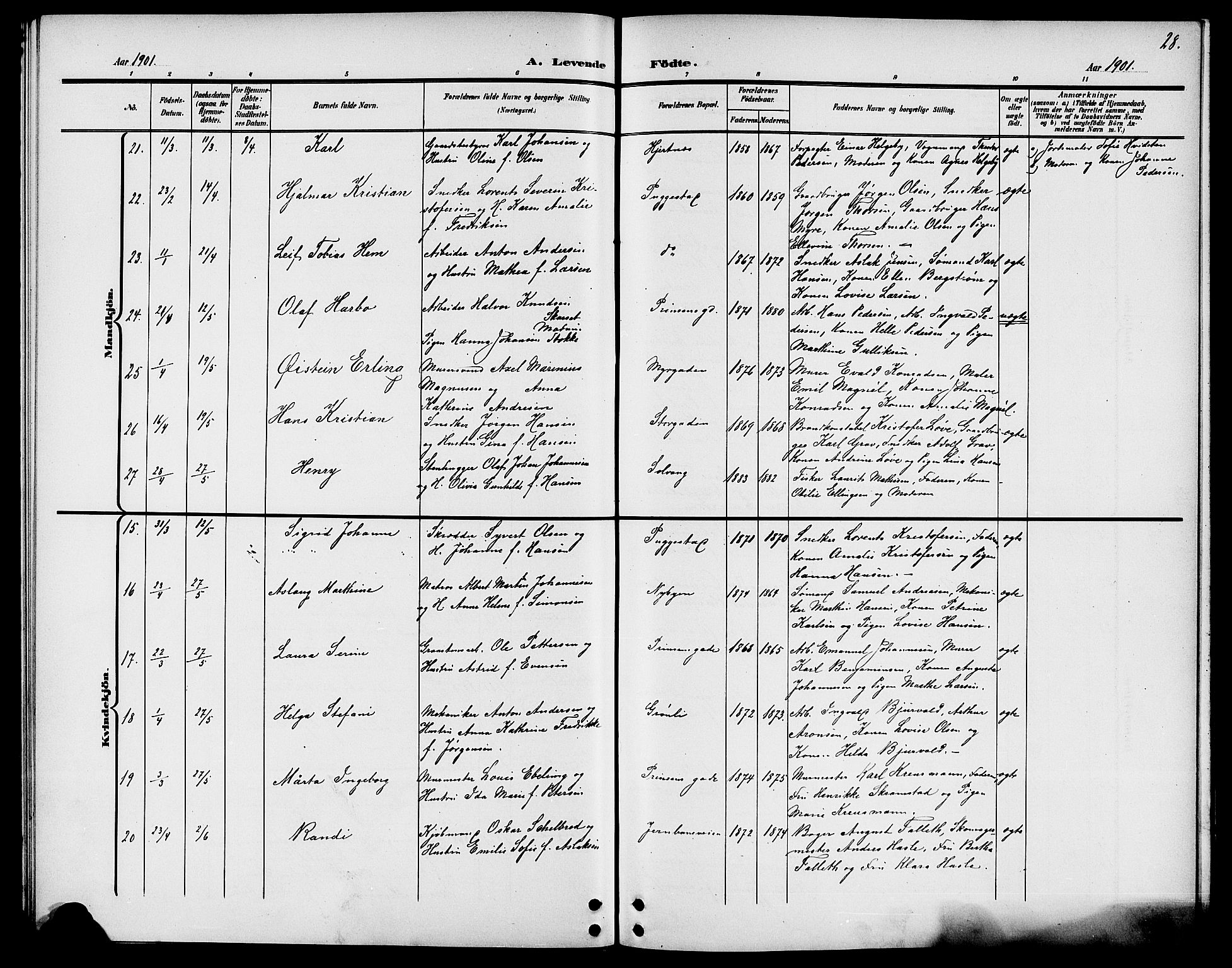Sandefjord kirkebøker, AV/SAKO-A-315/G/Ga/L0002: Klokkerbok nr. 2, 1899-1903, s. 28