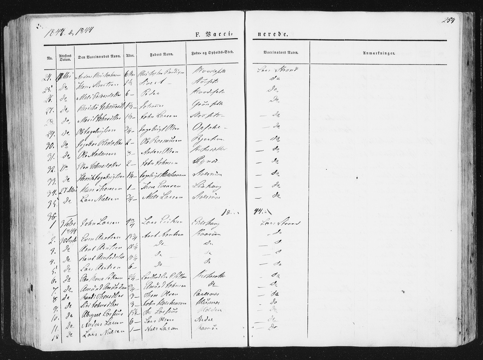 Ministerialprotokoller, klokkerbøker og fødselsregistre - Sør-Trøndelag, SAT/A-1456/630/L0493: Ministerialbok nr. 630A06, 1841-1851, s. 254