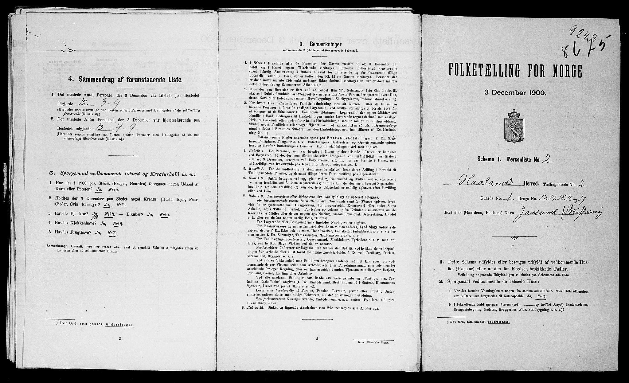SAST, Folketelling 1900 for 1124 Haaland herred, 1900, s. 52