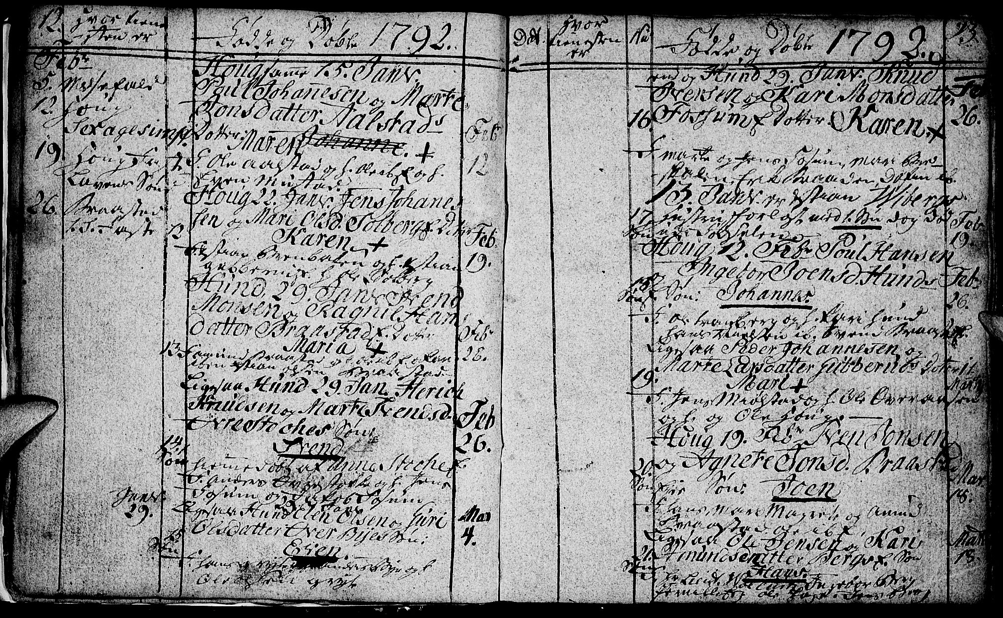 Vardal prestekontor, SAH/PREST-100/H/Ha/Hab/L0002: Klokkerbok nr. 2, 1790-1803, s. 12-13