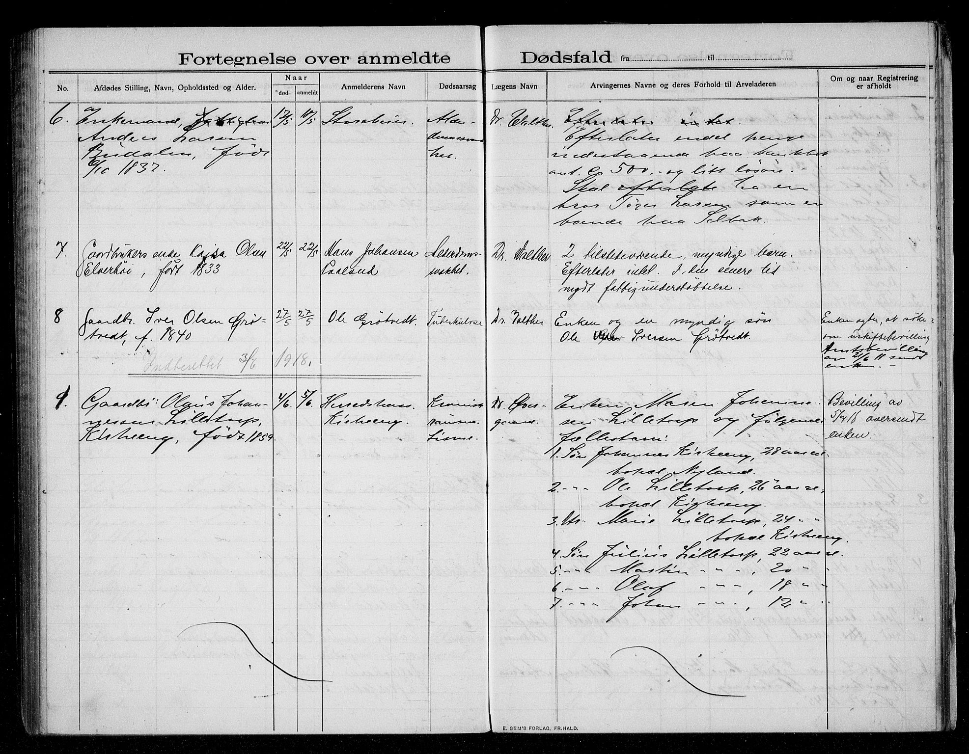Rakkestad lensmannskontor, AV/SAO-A-10004/H/Ha/Haa/L0003: Dødsanmeldelsesprotokoll, 1908-1919