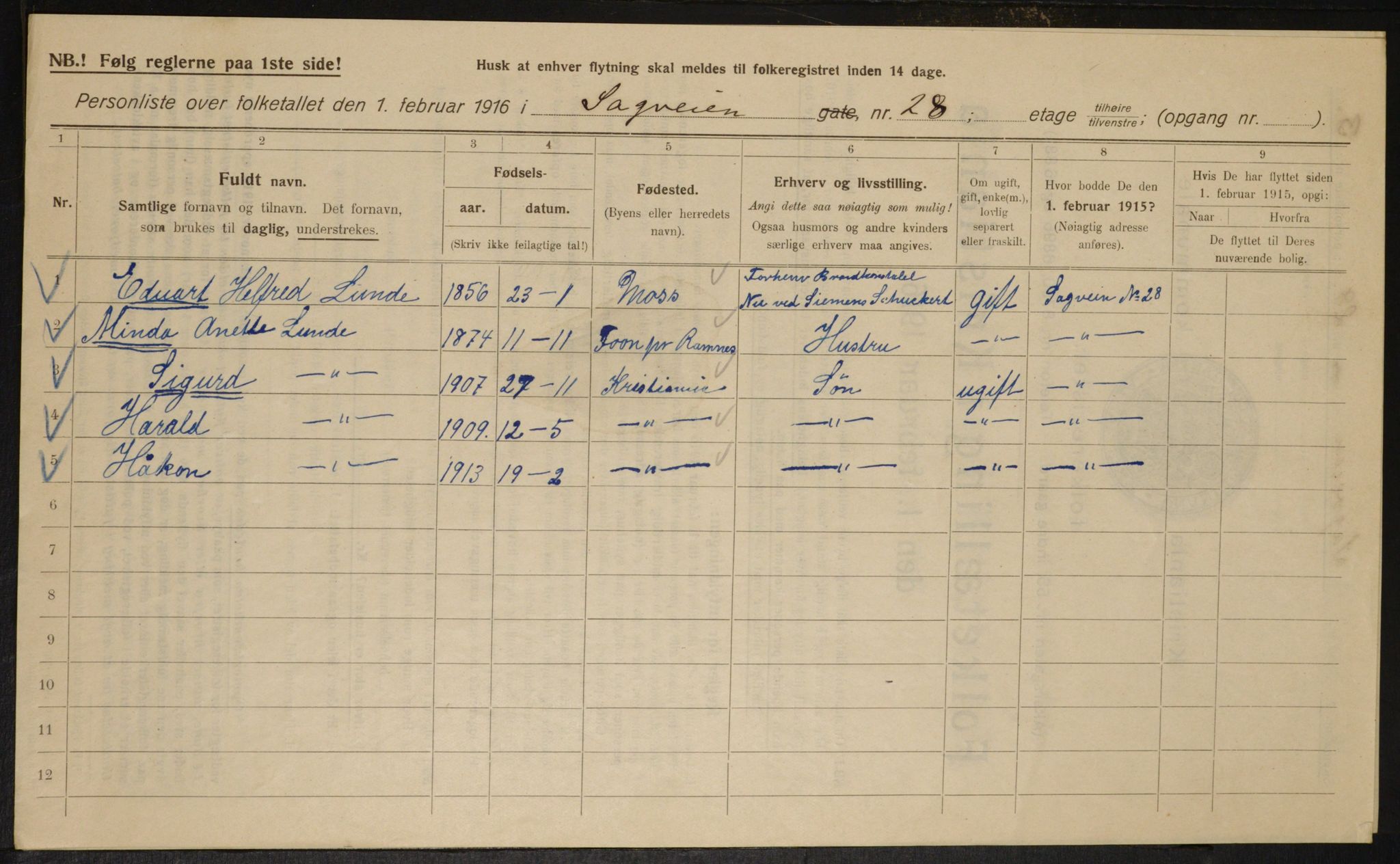 OBA, Kommunal folketelling 1.2.1916 for Kristiania, 1916, s. 88876