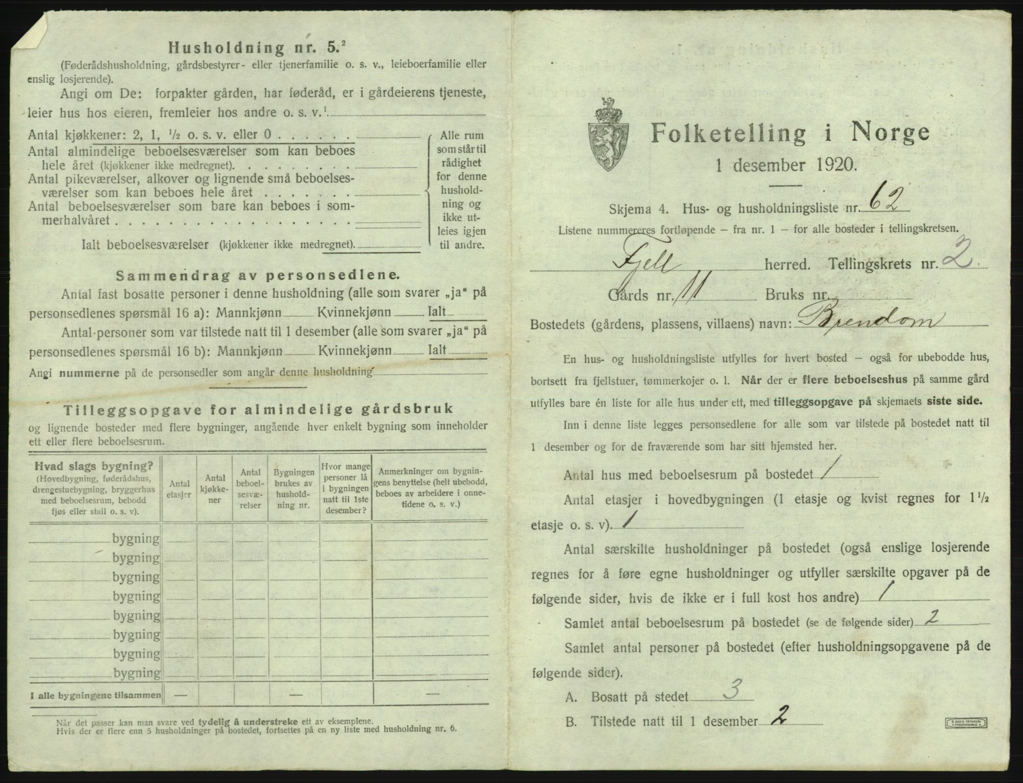 SAB, Folketelling 1920 for 1246 Fjell herred, 1920, s. 284