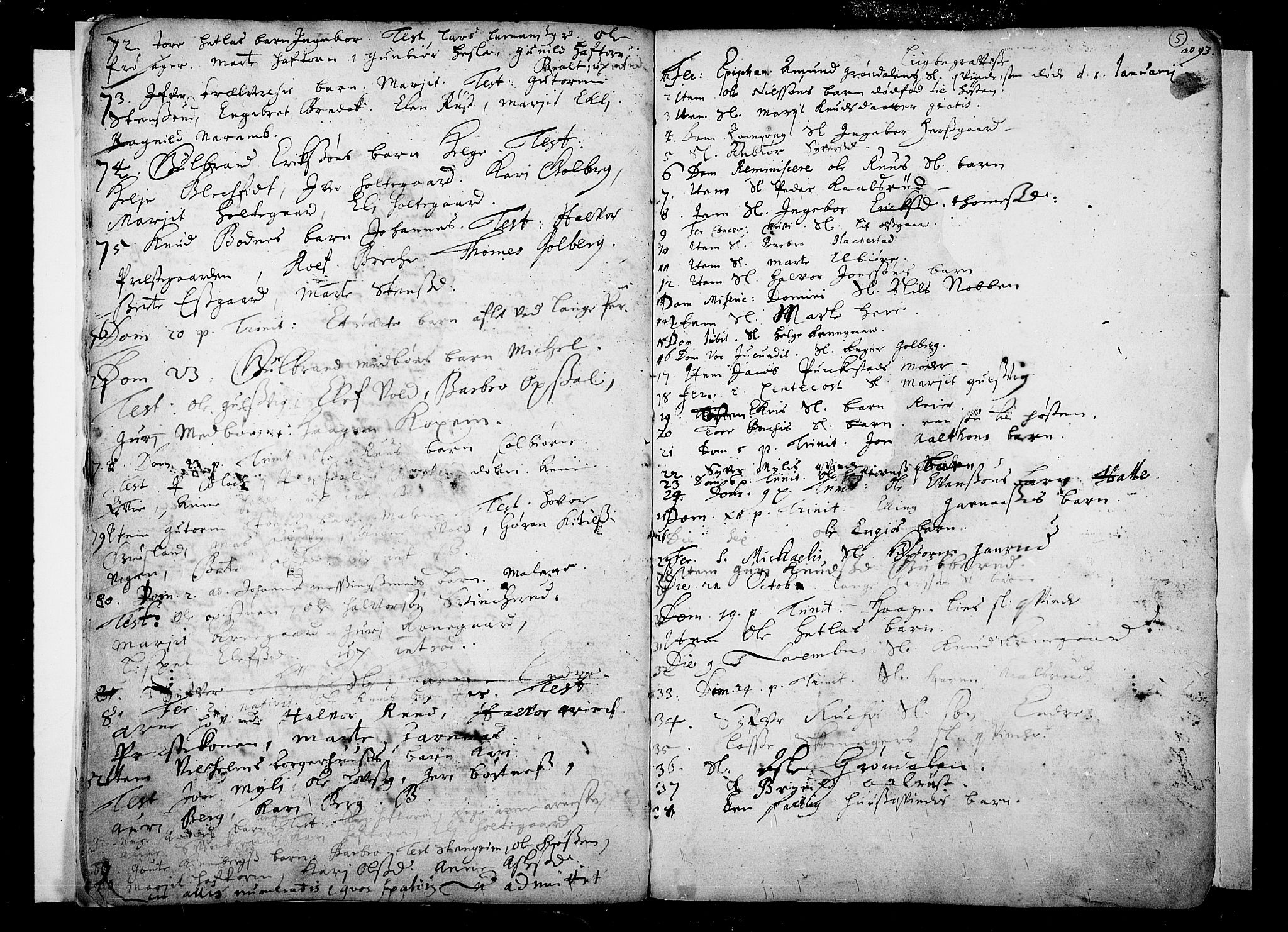 Nes kirkebøker, AV/SAKO-A-236/F/Fa/L0001: Ministerialbok nr. 1, 1693-1706, s. 5