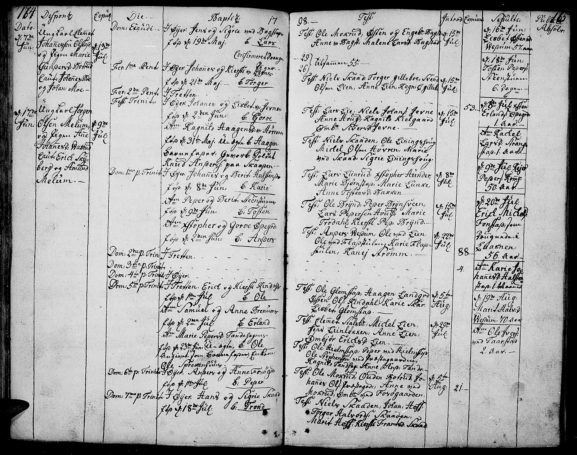 Øyer prestekontor, AV/SAH-PREST-084/H/Ha/Haa/L0003: Ministerialbok nr. 3, 1784-1824, s. 164-165