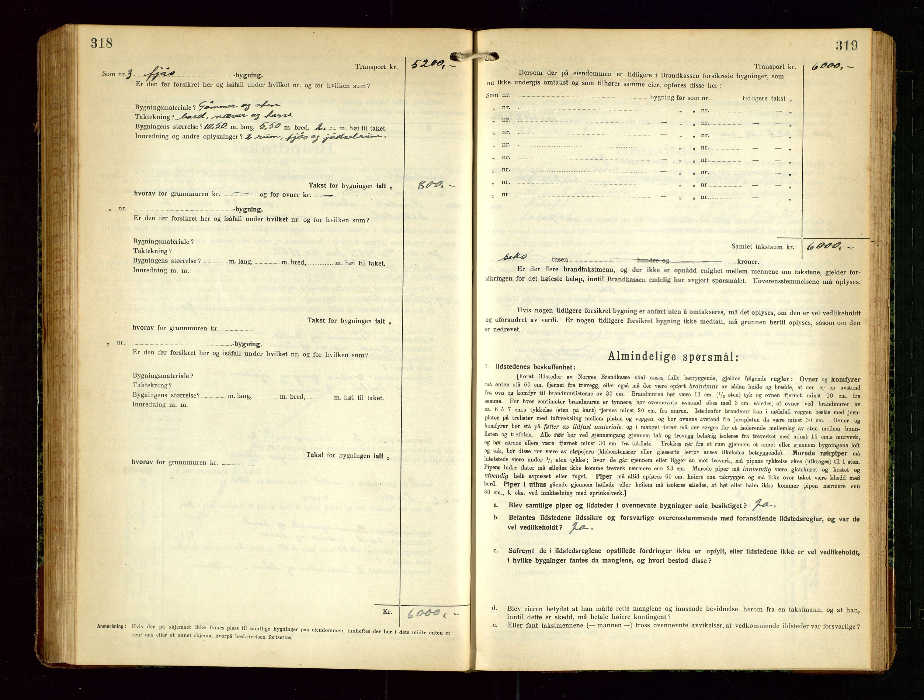 Sokndal lensmannskontor, SAST/A-100417/Gob/L0006: "Brandtakst-Protokol", 1924-1930, s. 318-319