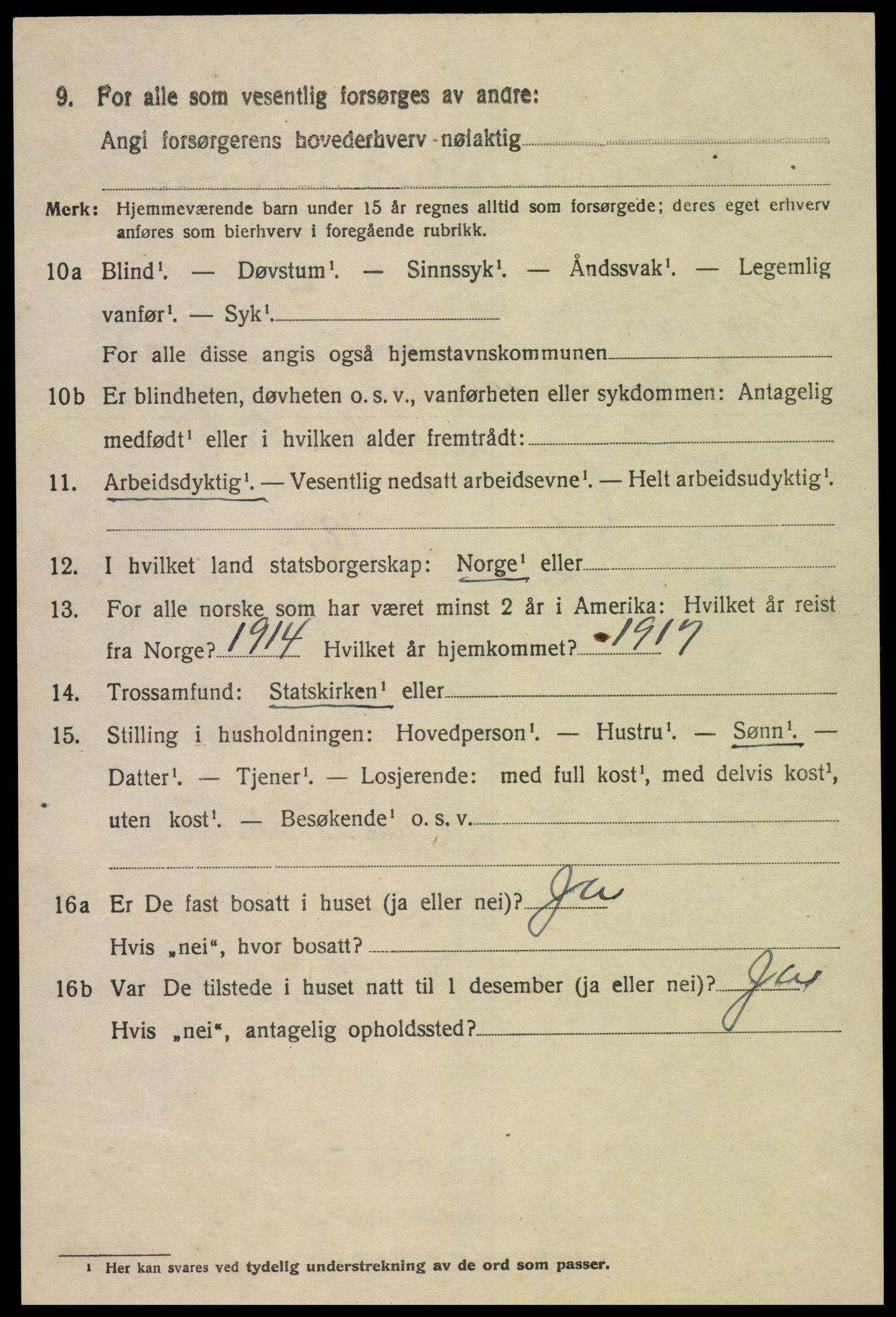 SAK, Folketelling 1920 for 1032 Lyngdal herred, 1920, s. 1926