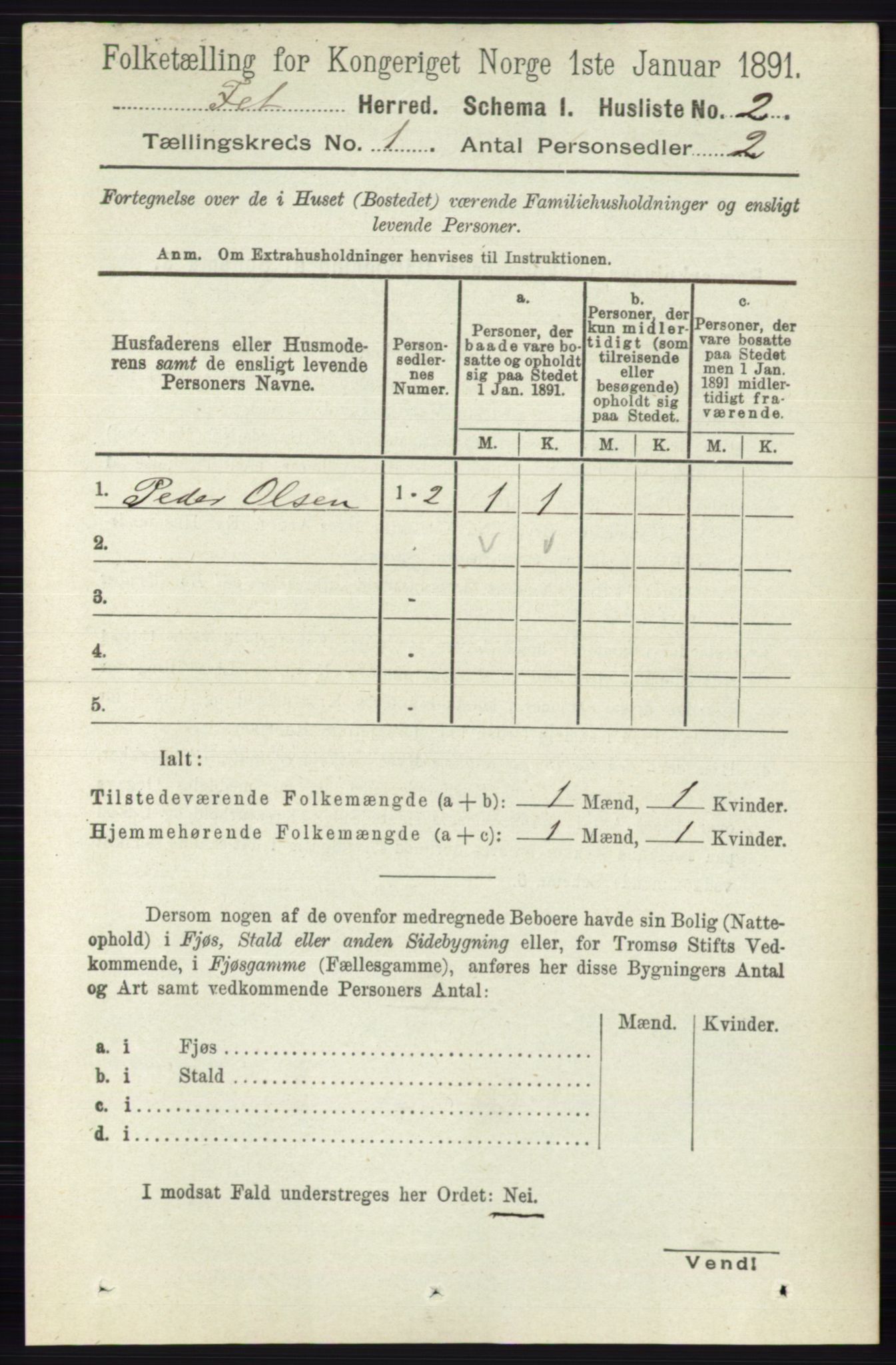 RA, Folketelling 1891 for 0227 Fet herred, 1891, s. 32