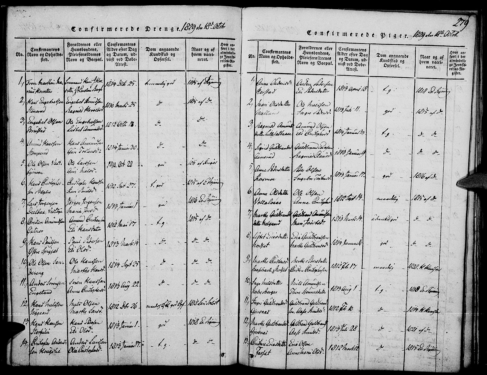 Strøm-Odalen prestekontor, AV/SAH-PREST-028/H/Ha/Haa/L0006: Ministerialbok nr. 6, 1814-1850, s. 279