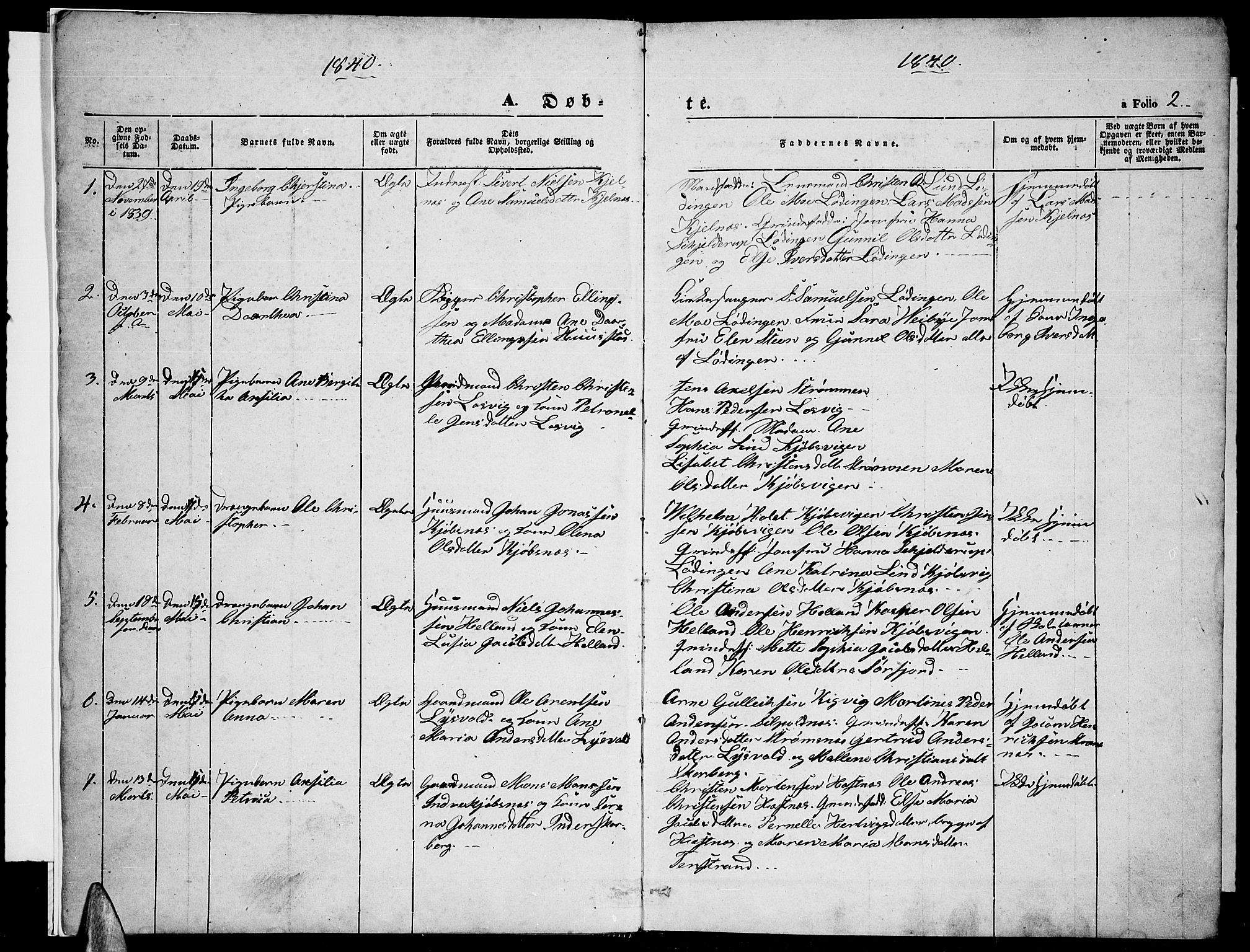 Ministerialprotokoller, klokkerbøker og fødselsregistre - Nordland, SAT/A-1459/872/L1045: Klokkerbok nr. 872C01, 1840-1851, s. 2