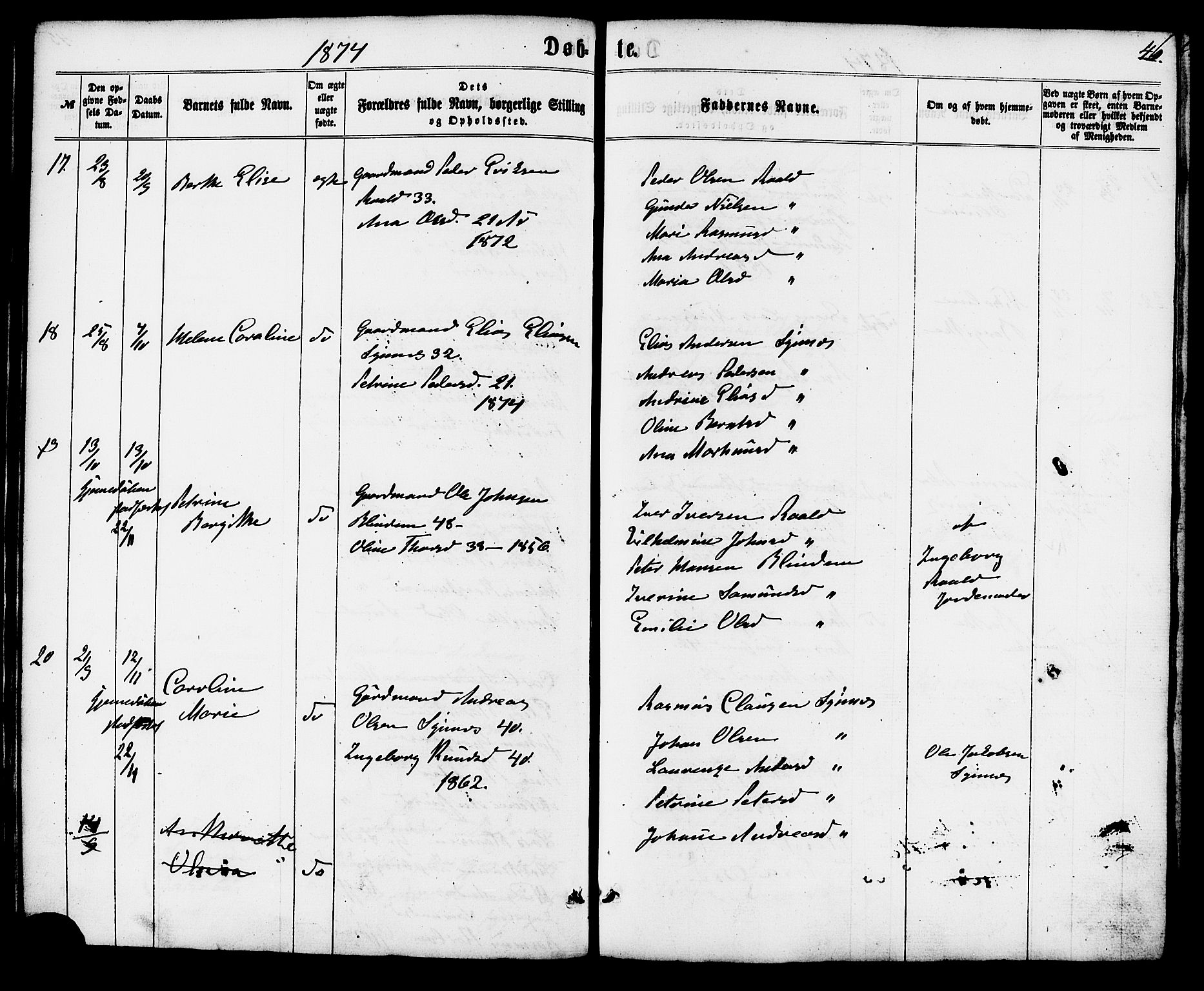 Ministerialprotokoller, klokkerbøker og fødselsregistre - Møre og Romsdal, AV/SAT-A-1454/537/L0518: Ministerialbok nr. 537A02, 1862-1876, s. 46