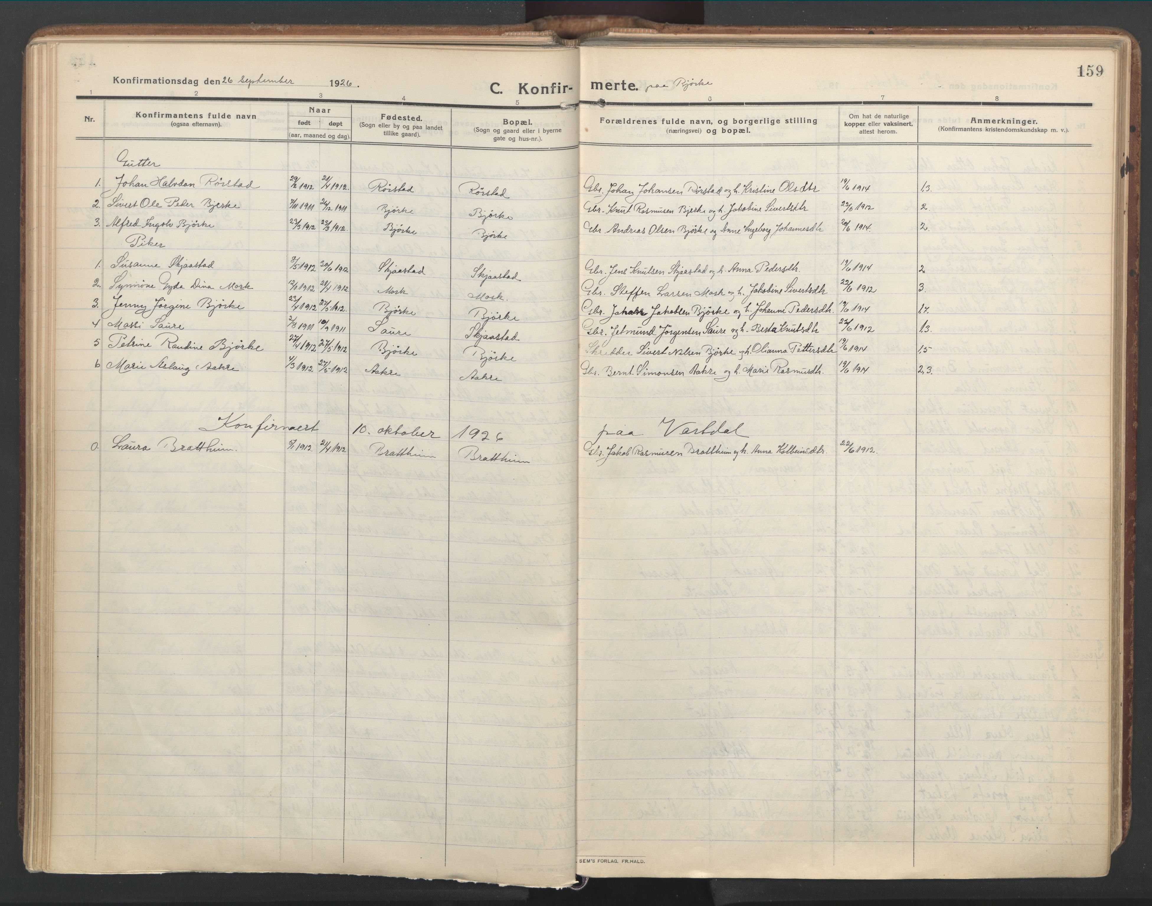 Ministerialprotokoller, klokkerbøker og fødselsregistre - Møre og Romsdal, AV/SAT-A-1454/515/L0212: Ministerialbok nr. 515A08, 1911-1935, s. 159