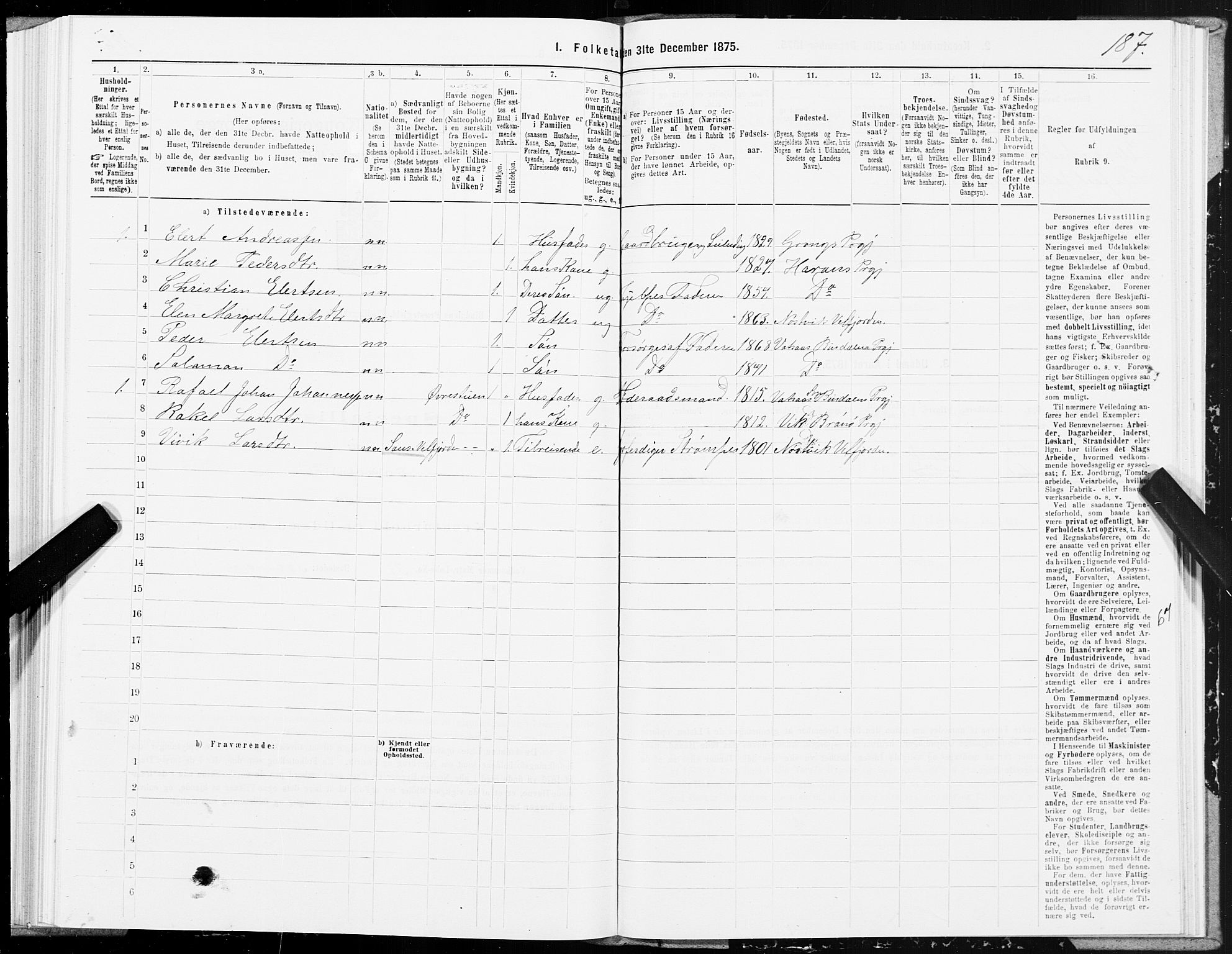 SAT, Folketelling 1875 for 1811P Bindal prestegjeld, 1875, s. 2187