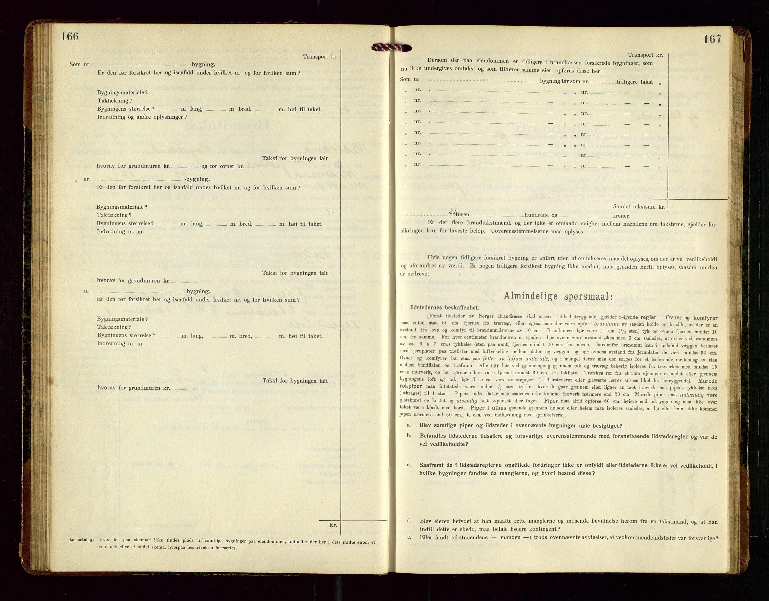 Nedstrand lensmannskontor, SAST/A-100236/Gob/L0002: "Brandtakstprotokol for Nerstrand lensmandsdistrikt Rogaland Fylke", 1916-1949, s. 166-167