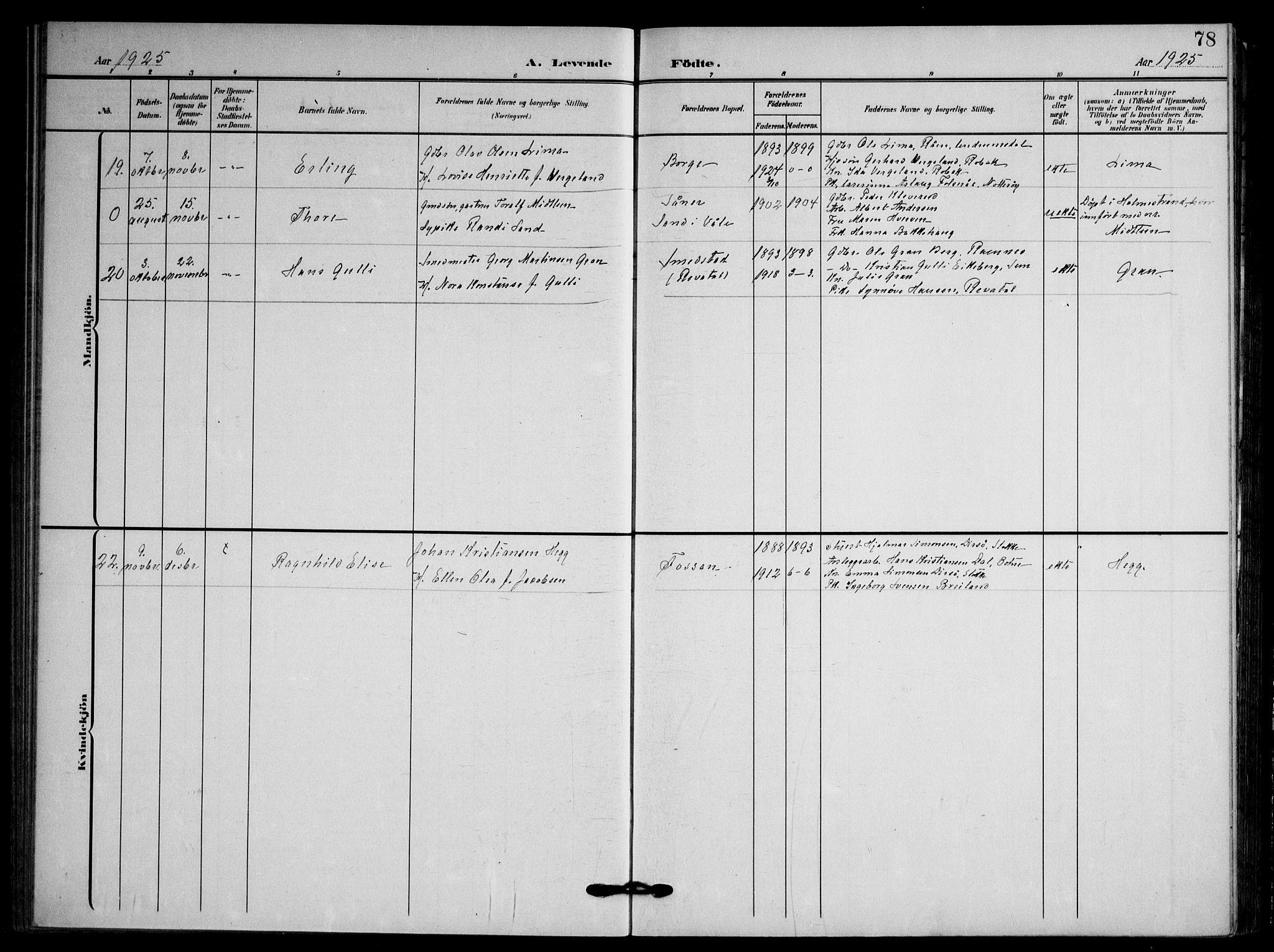 Våle kirkebøker, AV/SAKO-A-334/F/Fa/L0012: Ministerialbok nr. I 12, 1907-1934, s. 78