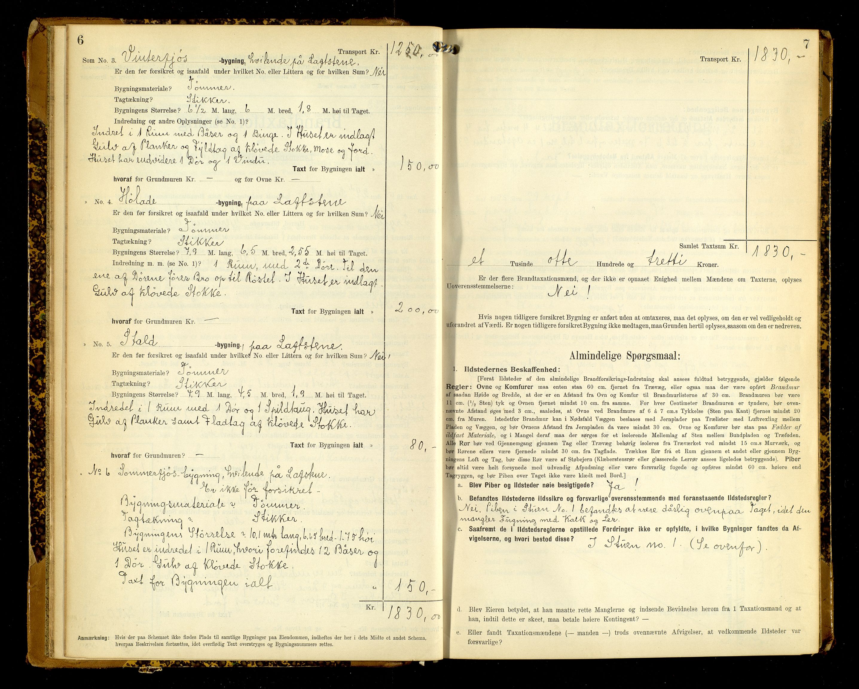 Norges Brannkasse, Trysil, AV/SAH-NBRANT-021/F/L0013: Branntakstprotokoll, 1905-1907