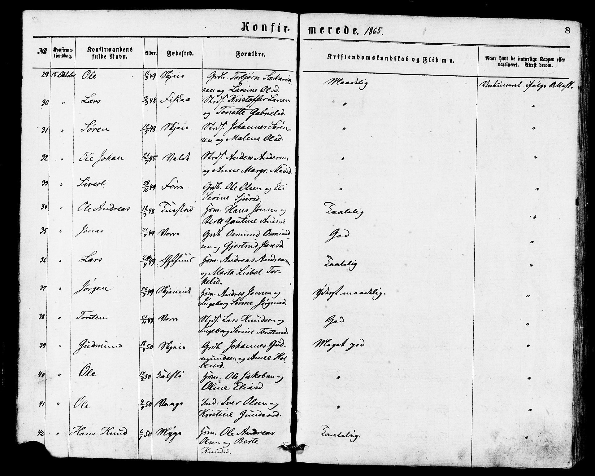 Avaldsnes sokneprestkontor, AV/SAST-A -101851/H/Ha/Haa/L0012: Ministerialbok nr. A 12, 1865-1880, s. 8