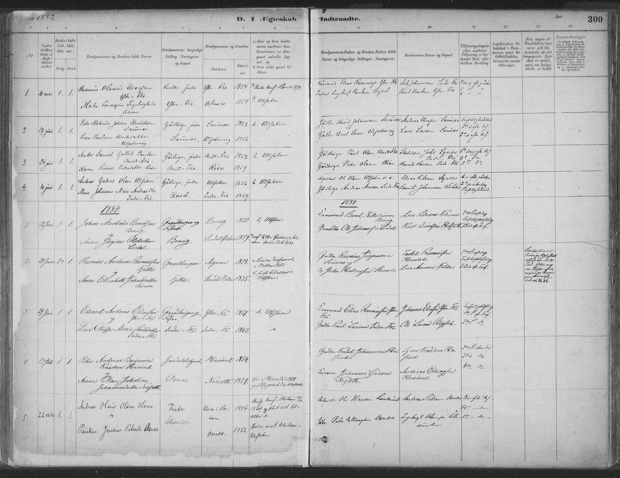 Ministerialprotokoller, klokkerbøker og fødselsregistre - Møre og Romsdal, SAT/A-1454/509/L0106: Ministerialbok nr. 509A04, 1883-1922, s. 300