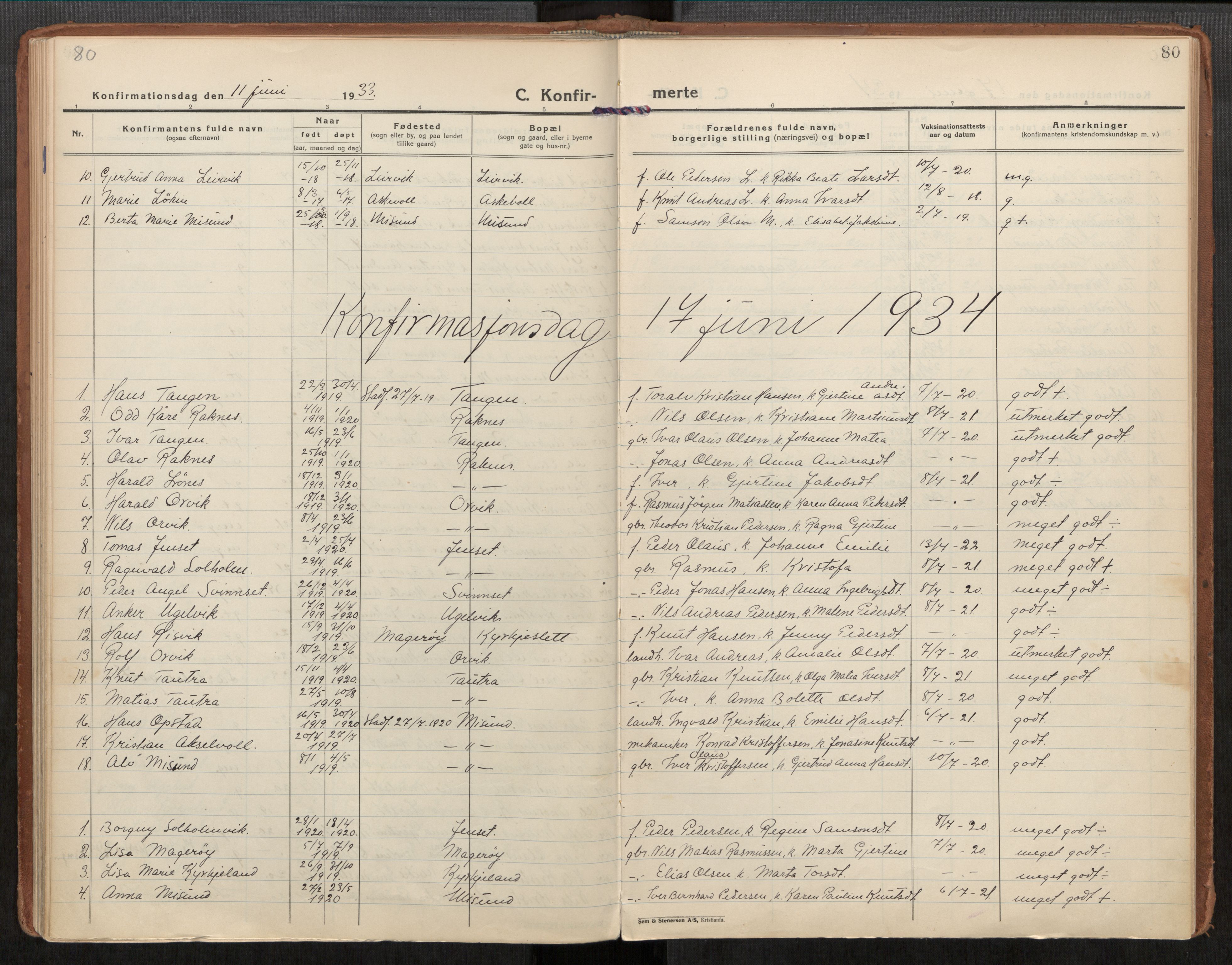 Ministerialprotokoller, klokkerbøker og fødselsregistre - Møre og Romsdal, SAT/A-1454/563/L0741: Ministerialbok nr. 563A03, 1924-1945, s. 80