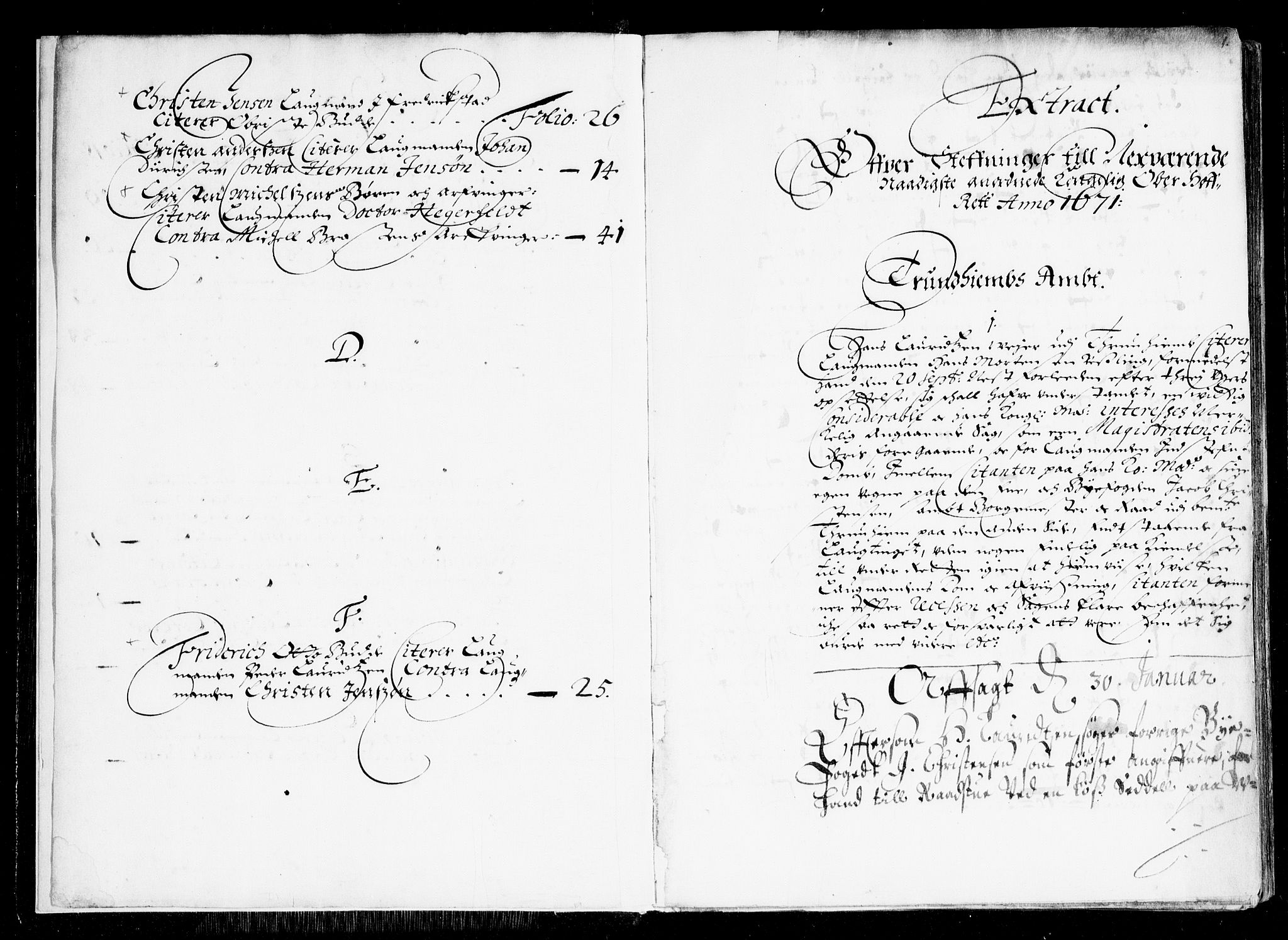 Overhoffretten 1667-1797, AV/RA-EA-2884/Ad/L0238: Ekstraktprotokoll, 1671-1674, s. 0b-1a
