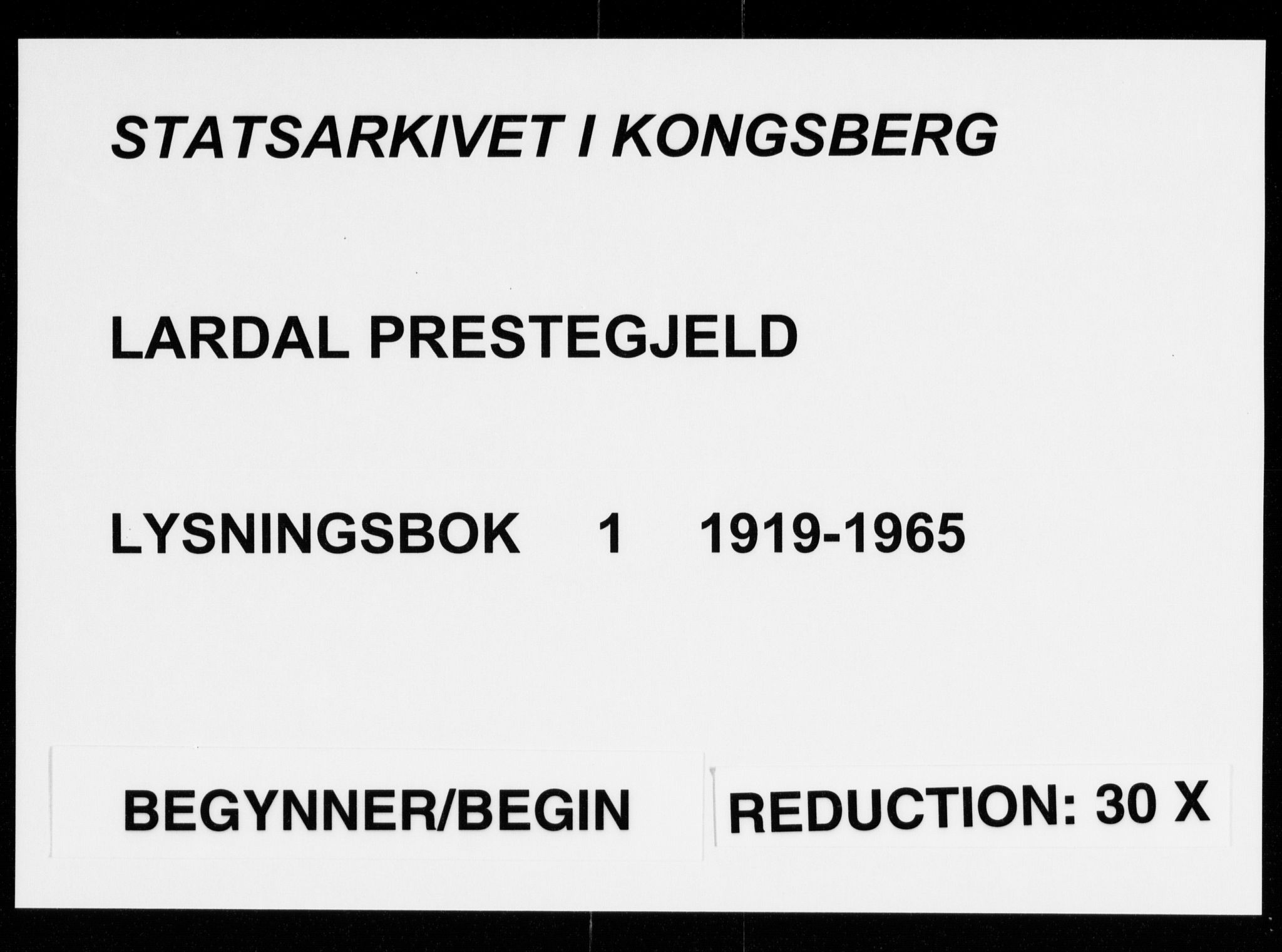 Lardal kirkebøker, AV/SAKO-A-350/H/Ha/L0001: Lysningsprotokoll nr. 1, 1919-1965