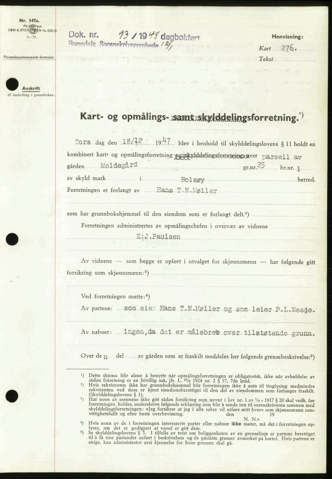 Romsdal sorenskriveri, SAT/A-4149/1/2/2C: Pantebok nr. A25, 1948-1948, Dagboknr: 93/1948