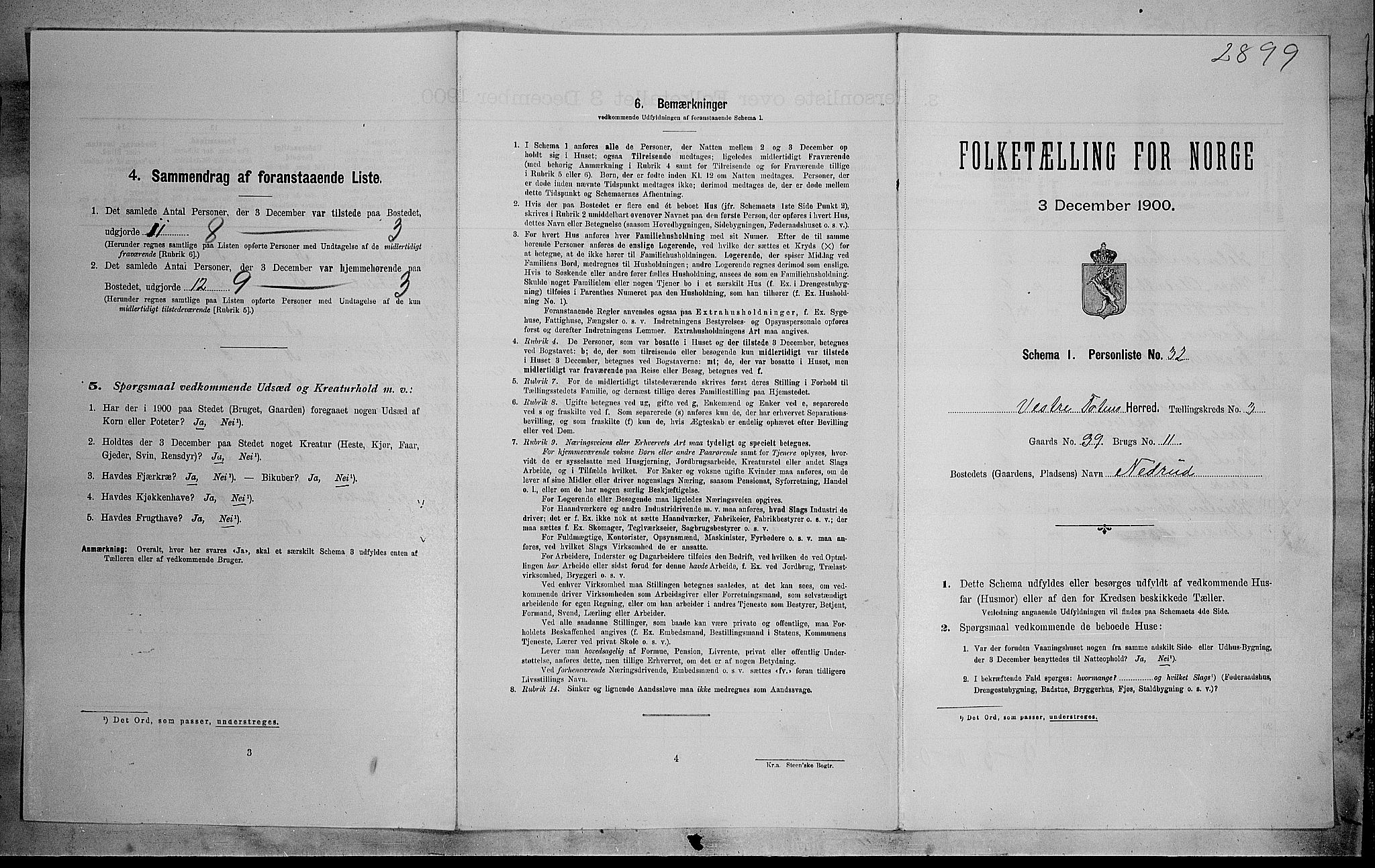 SAH, Folketelling 1900 for 0529 Vestre Toten herred, 1900, s. 515