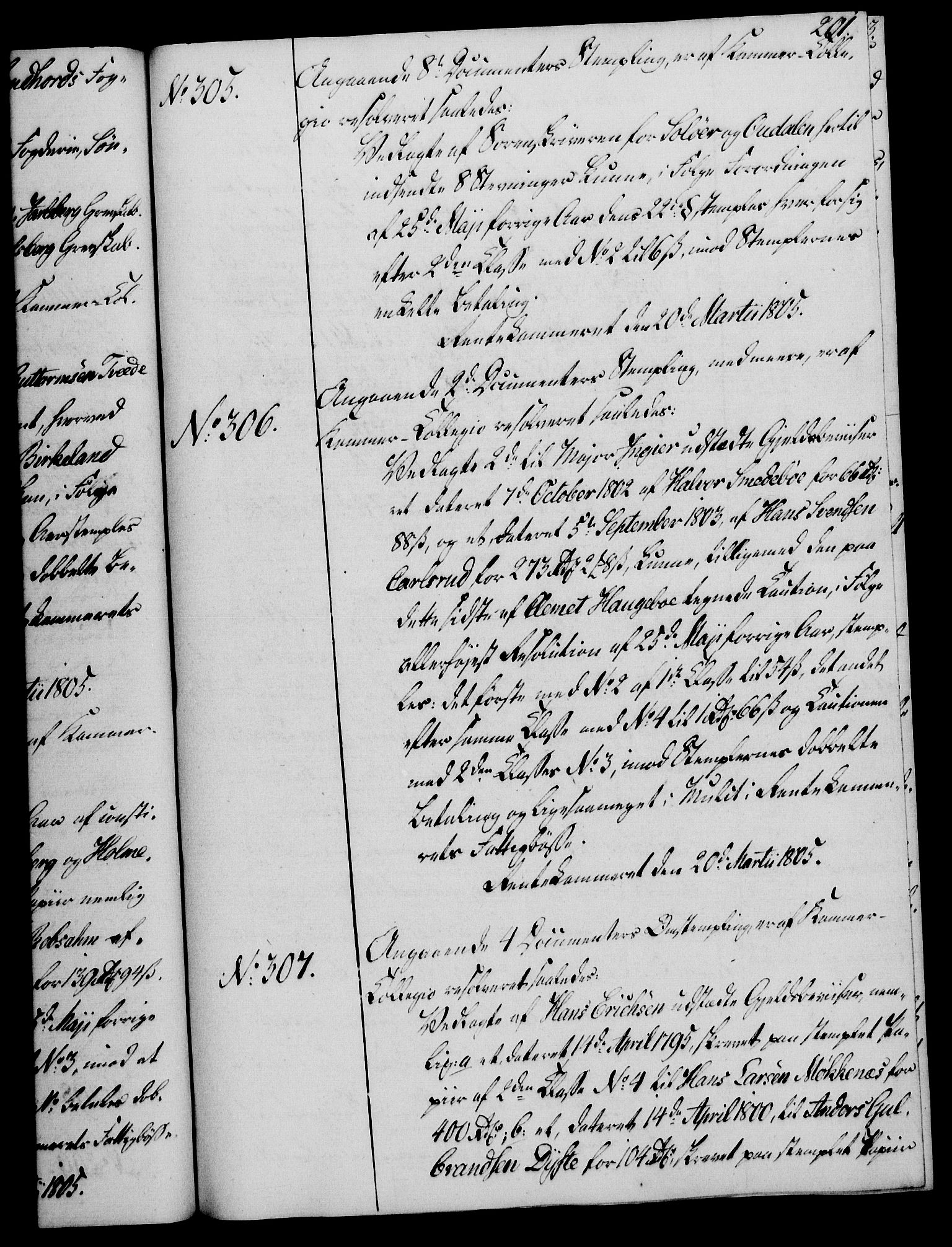 Rentekammeret, Kammerkanselliet, AV/RA-EA-3111/G/Gg/Gga/L0018: Norsk ekspedisjonsprotokoll med register (merket RK 53.18), 1804-1806, s. 201