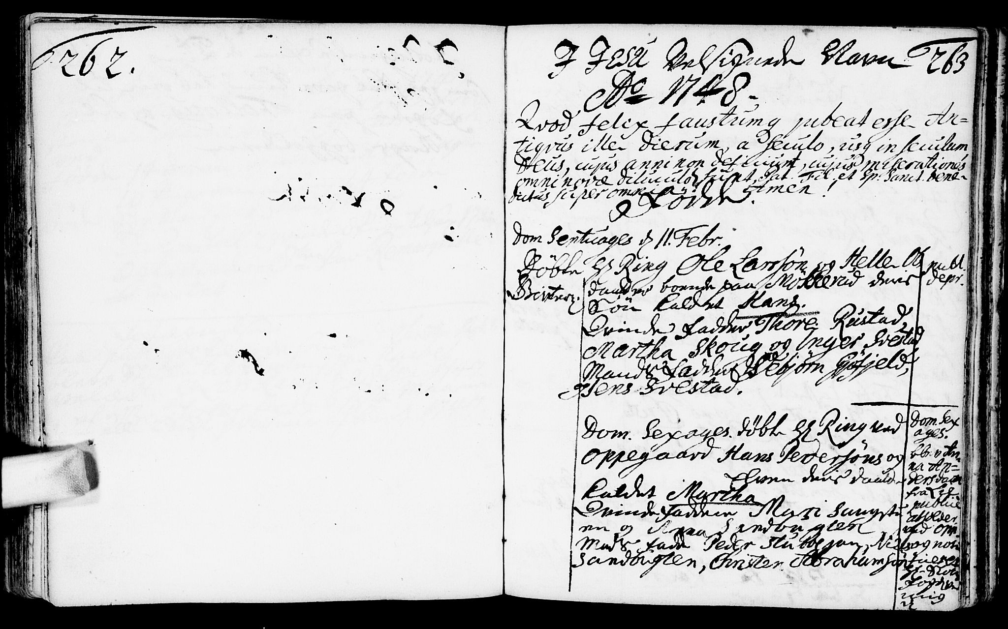 Nesodden prestekontor Kirkebøker, AV/SAO-A-10013/F/Fa/L0001: Ministerialbok nr. I 1, 1709-1750, s. 262-263