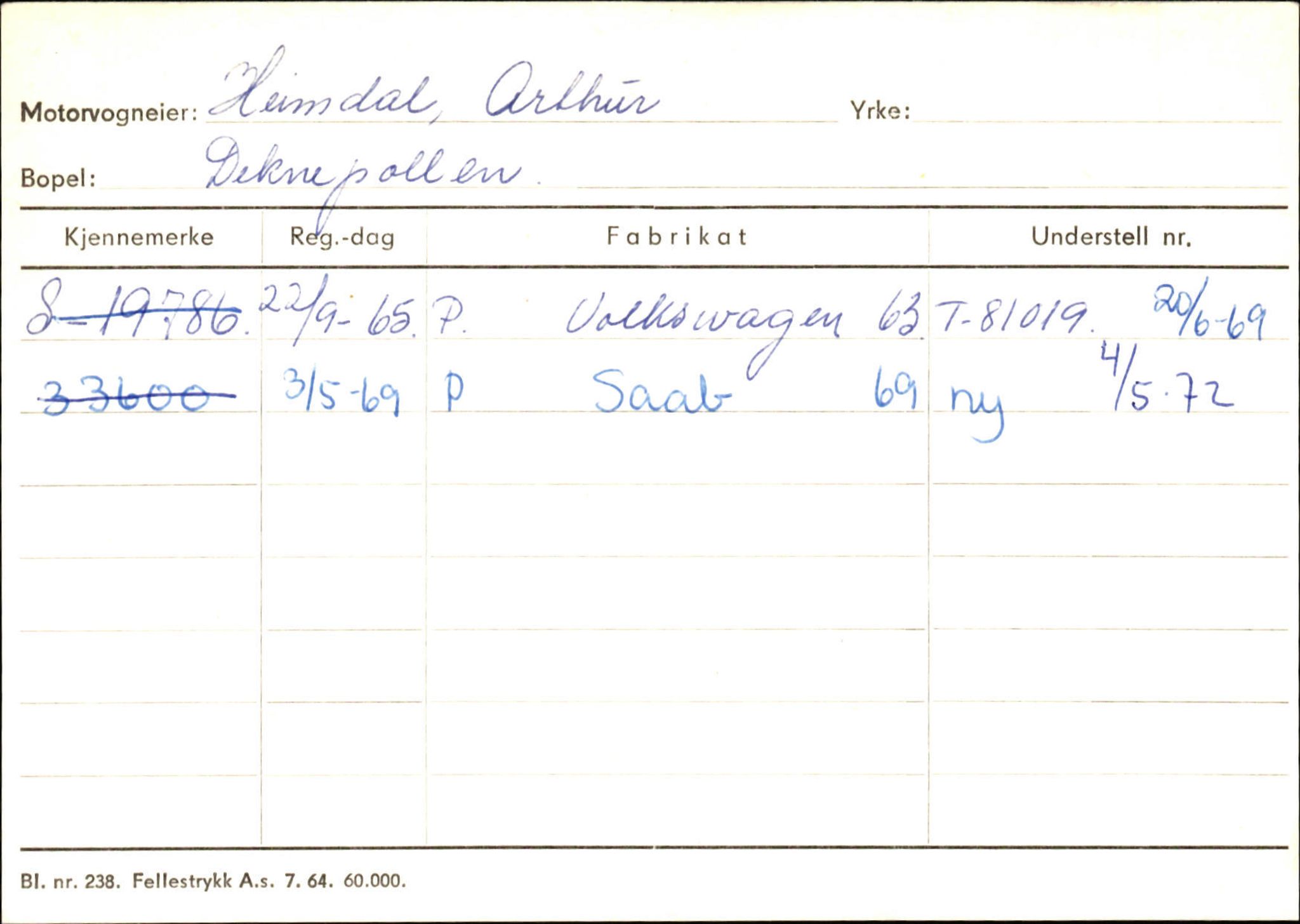 Statens vegvesen, Sogn og Fjordane vegkontor, SAB/A-5301/4/F/L0144: Registerkort Vågsøy A-R, 1945-1975, s. 985
