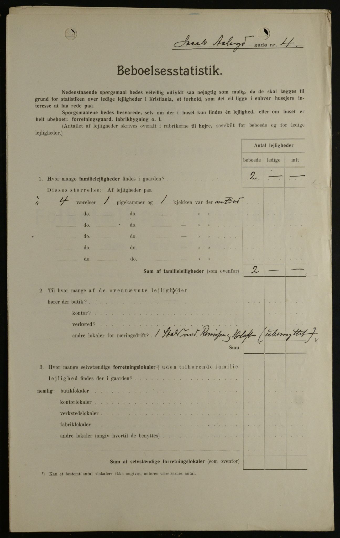 OBA, Kommunal folketelling 1.2.1908 for Kristiania kjøpstad, 1908, s. 40135