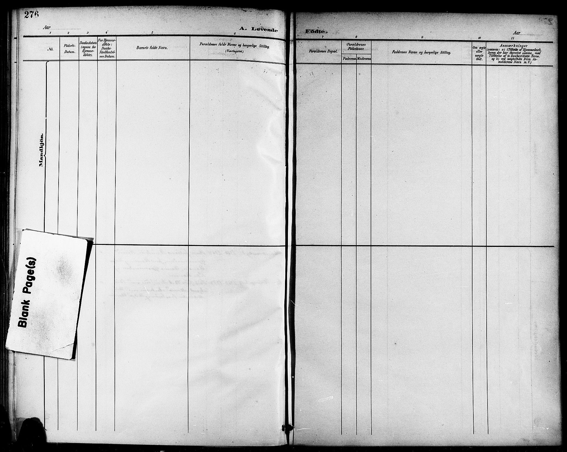 Domkirken sokneprestkontor, SAST/A-101812/001/30/30BB/L0016: Klokkerbok nr. B 16, 1891-1902, s. 276
