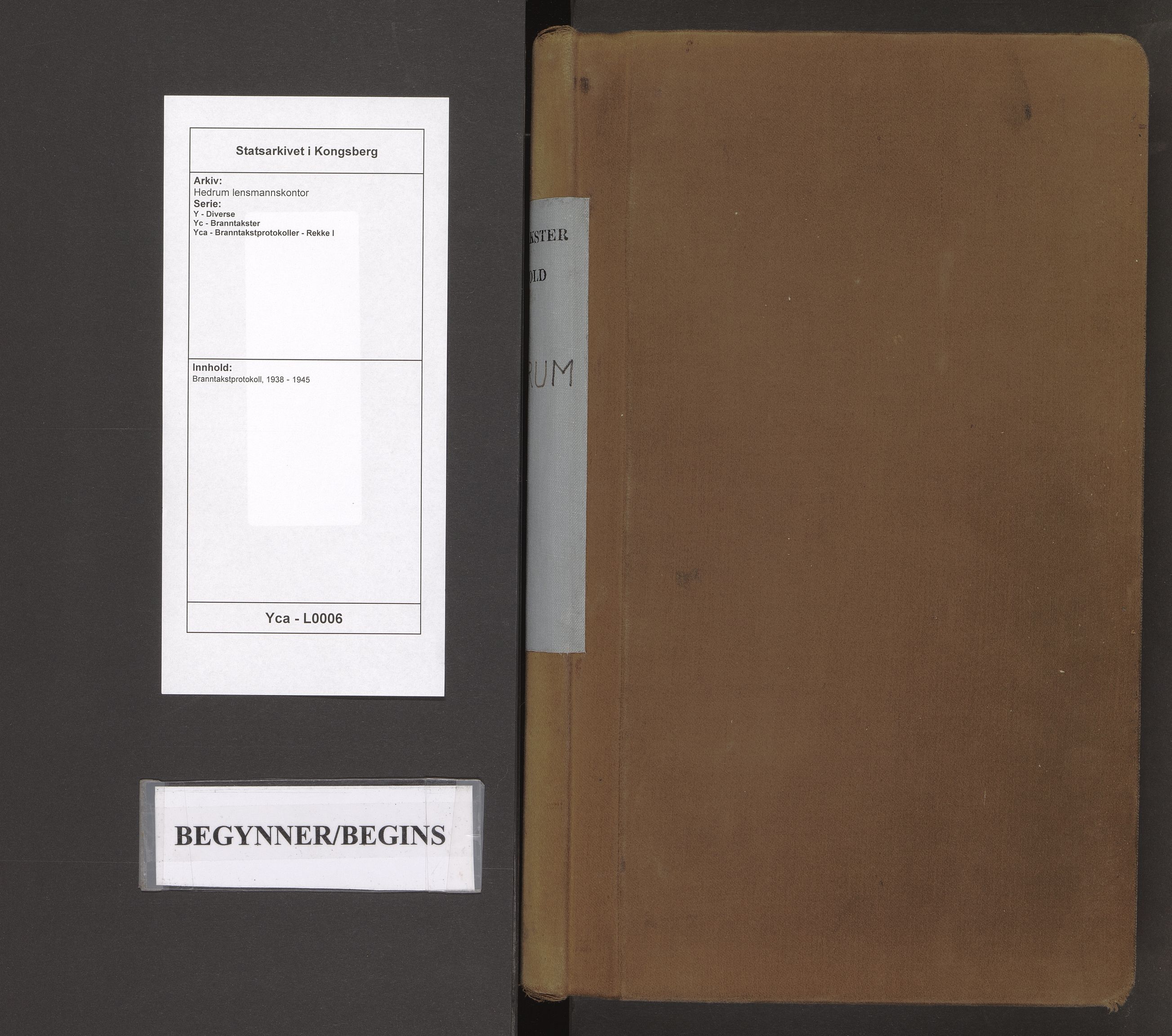 Hedrum lensmannskontor, SAKO/A-536/Y/Yc/Yca/L0006: Branntakstprotokoll, 1938-1945