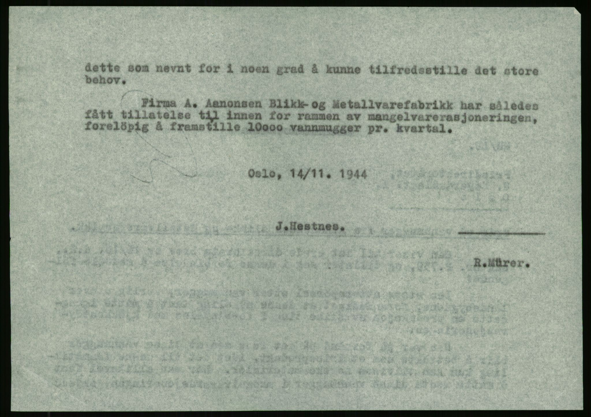 Direktoratet for industriforsyning, Sekretariatet, AV/RA-S-4153/D/Df/L0054: 9. Metallkontoret, 1940-1945, s. 364