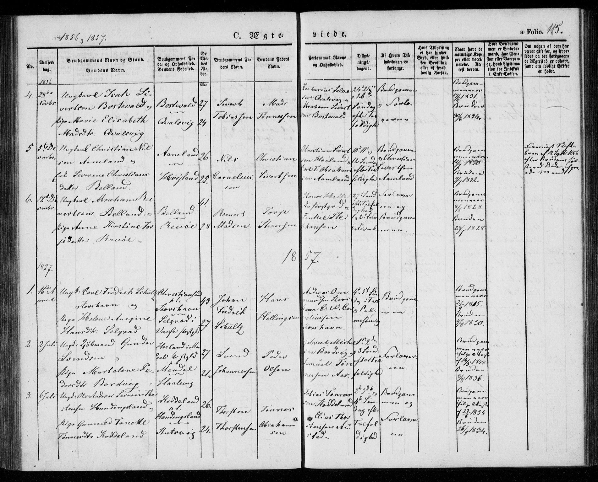 Lyngdal sokneprestkontor, AV/SAK-1111-0029/F/Fa/Faa/L0001: Ministerialbok nr. A 1, 1837-1857, s. 115