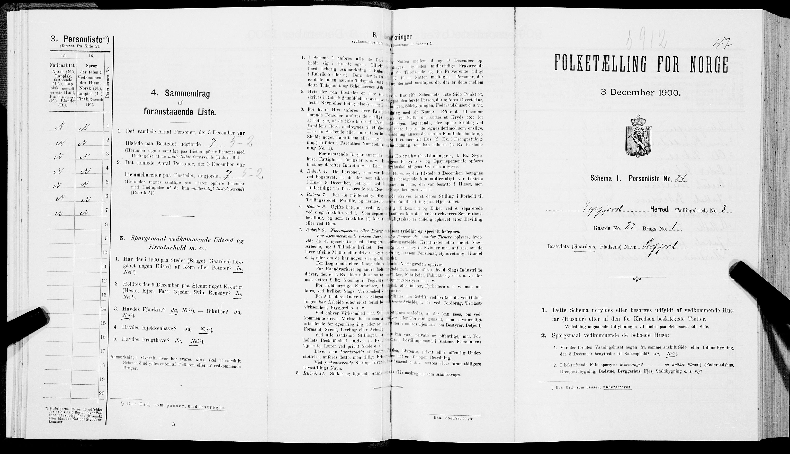 SAT, Folketelling 1900 for 1850 Tysfjord herred, 1900, s. 343