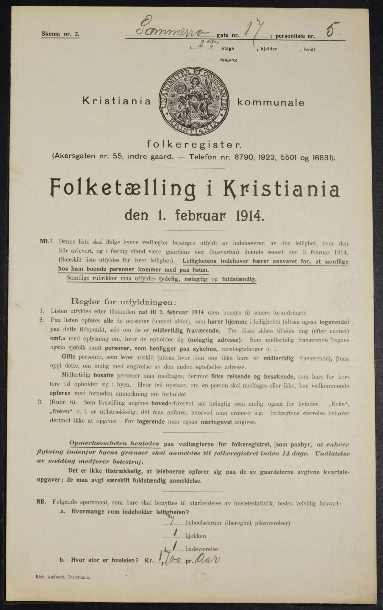 OBA, Kommunal folketelling 1.2.1914 for Kristiania, 1914, s. 99603