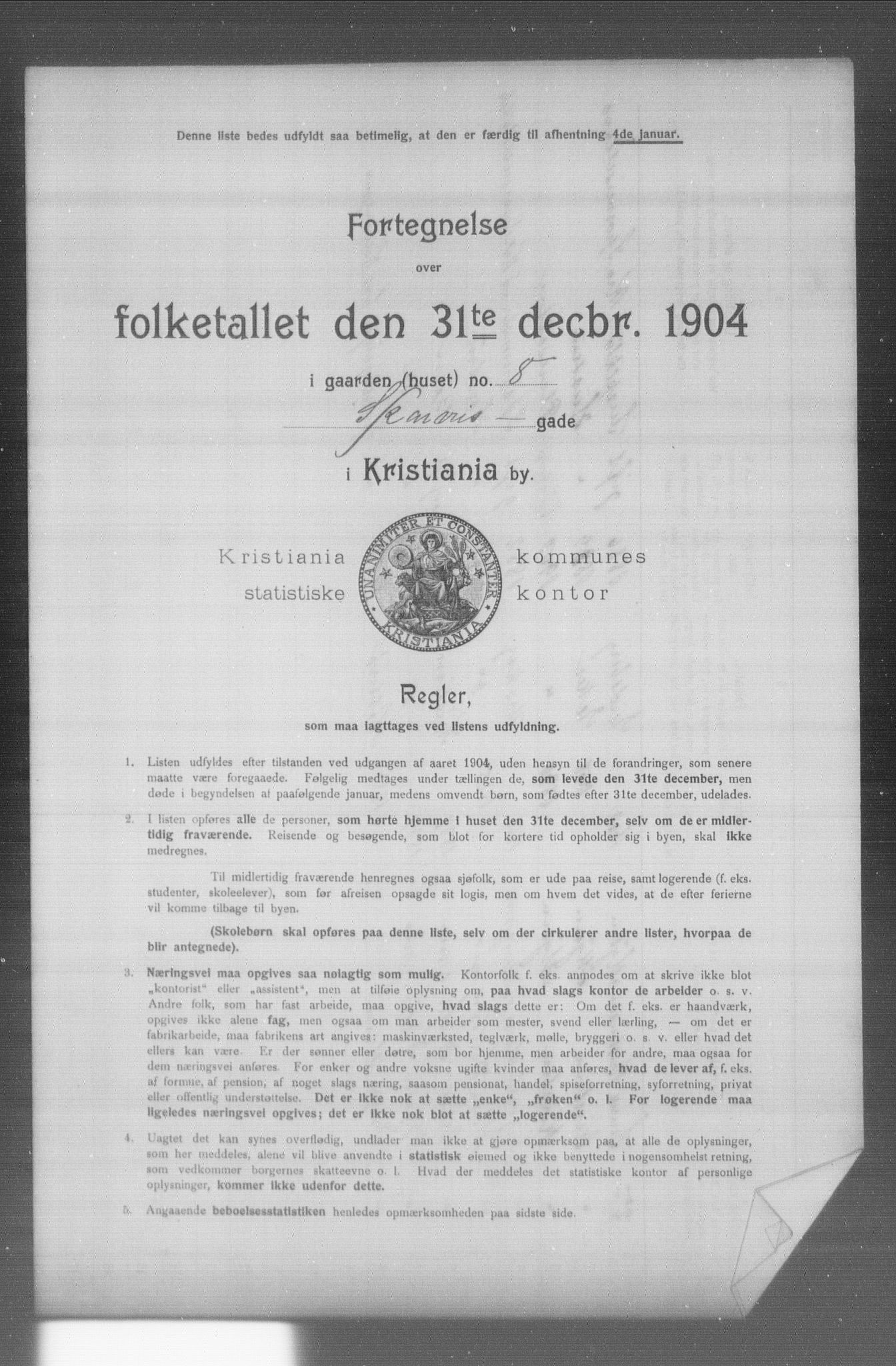 OBA, Kommunal folketelling 31.12.1904 for Kristiania kjøpstad, 1904, s. 19054