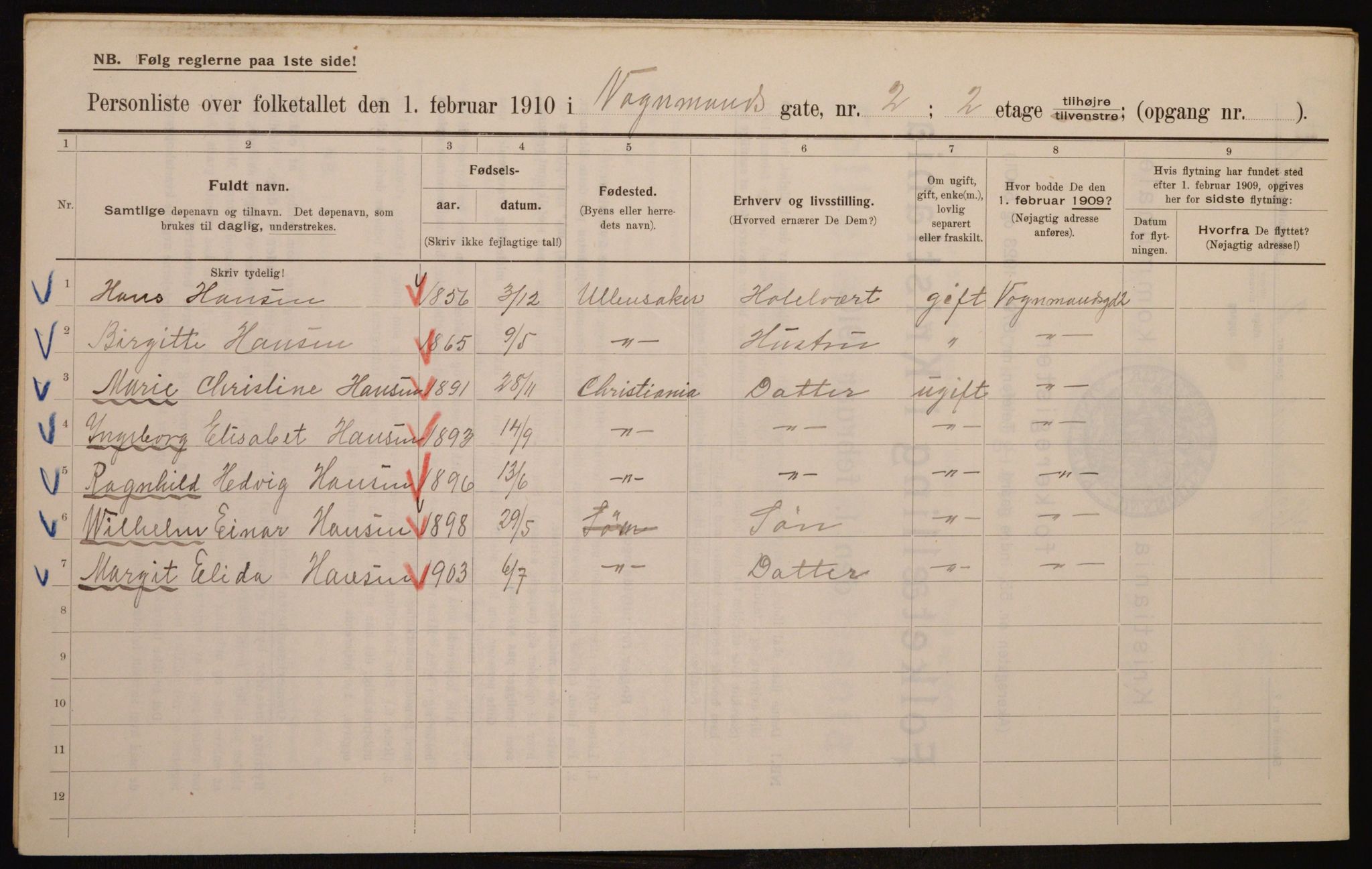 OBA, Kommunal folketelling 1.2.1910 for Kristiania, 1910, s. 117734