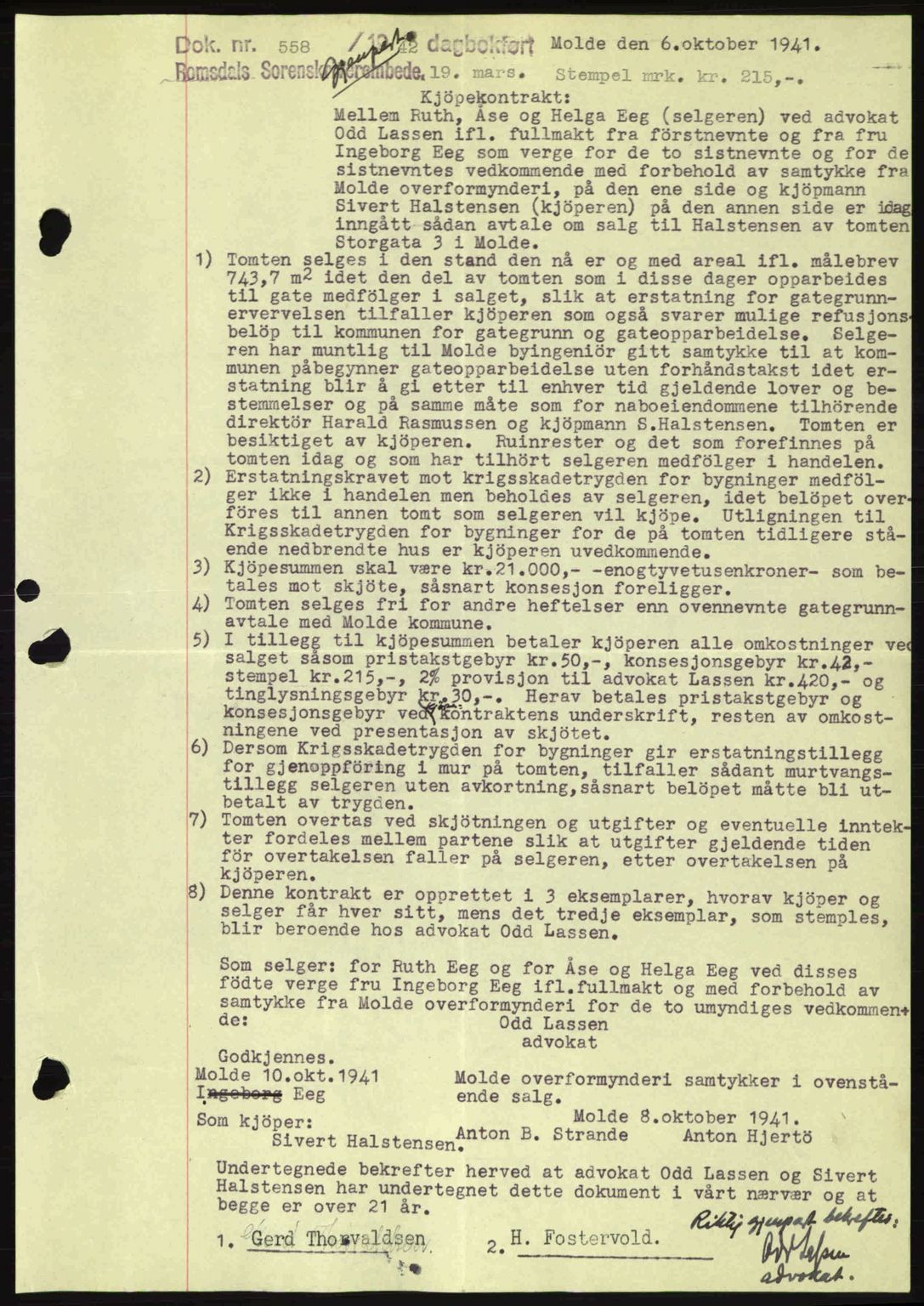 Romsdal sorenskriveri, SAT/A-4149/1/2/2C: Pantebok nr. A12, 1942-1942, Dagboknr: 558/1942