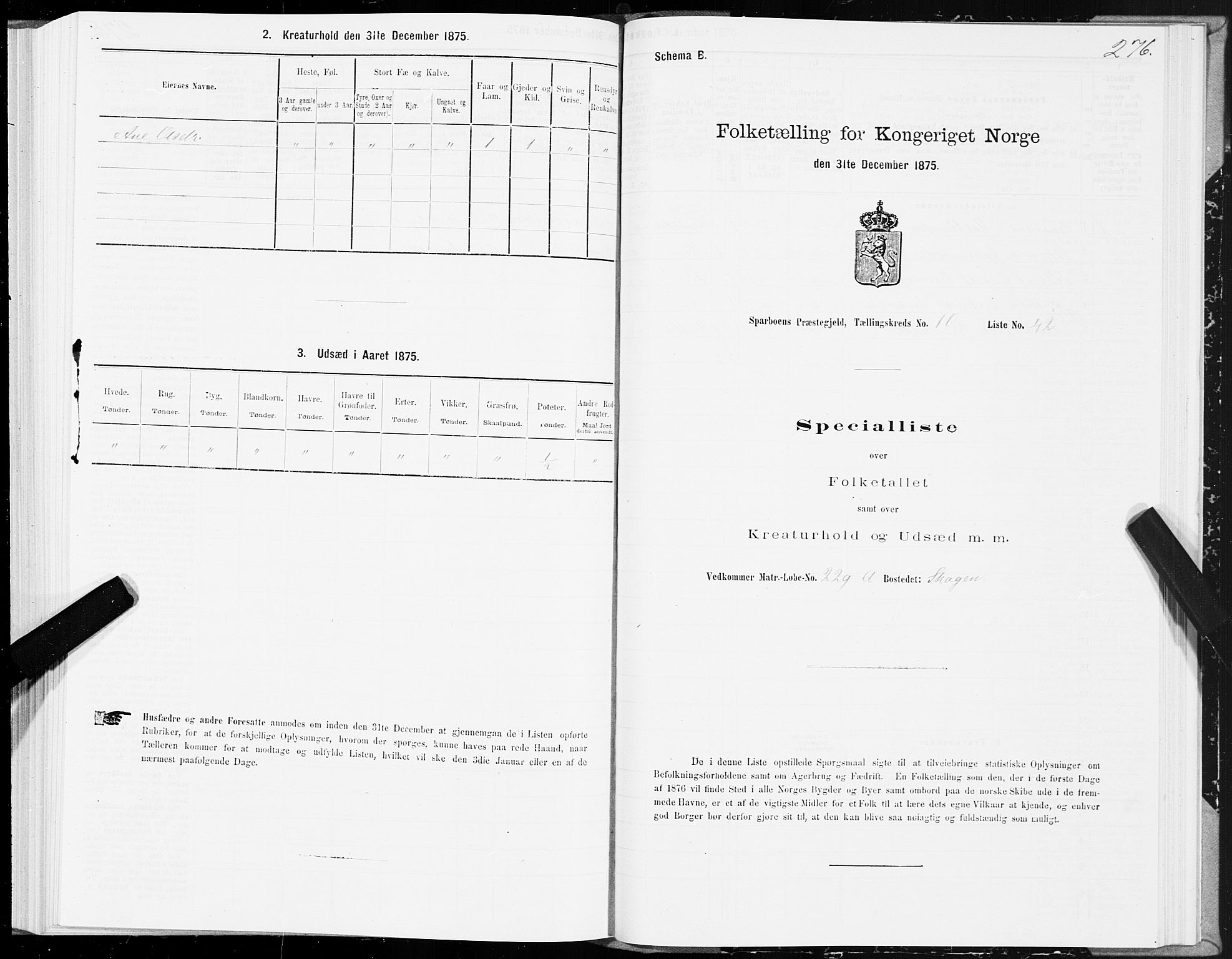 SAT, Folketelling 1875 for 1731P Sparbu prestegjeld, 1875, s. 4276